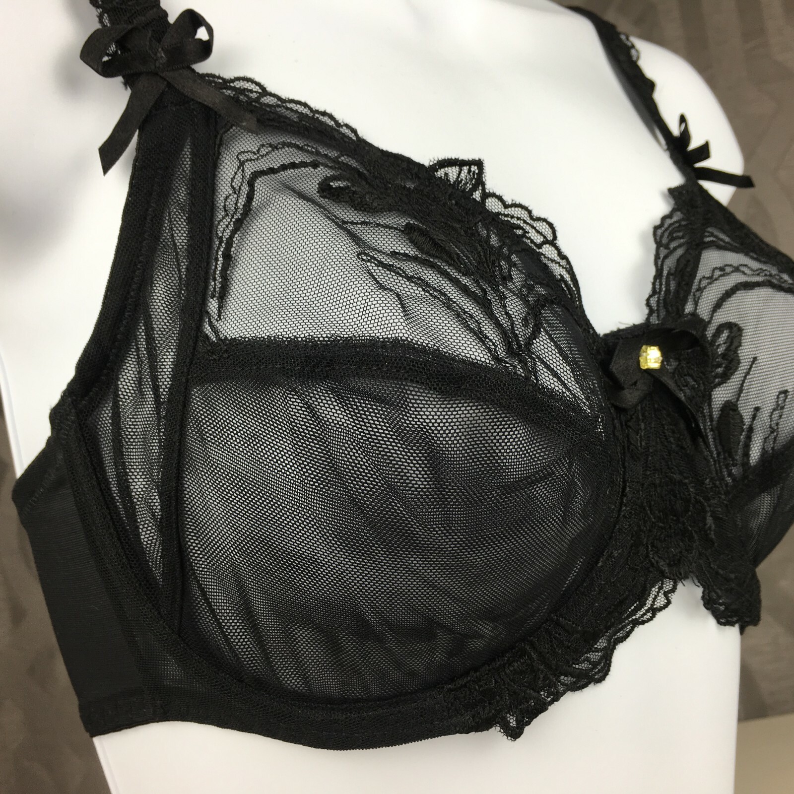 ALEGRO Sheer with Lace Underwire Sexy Lingerie Bra – Black 9006 – 30-40 NWT