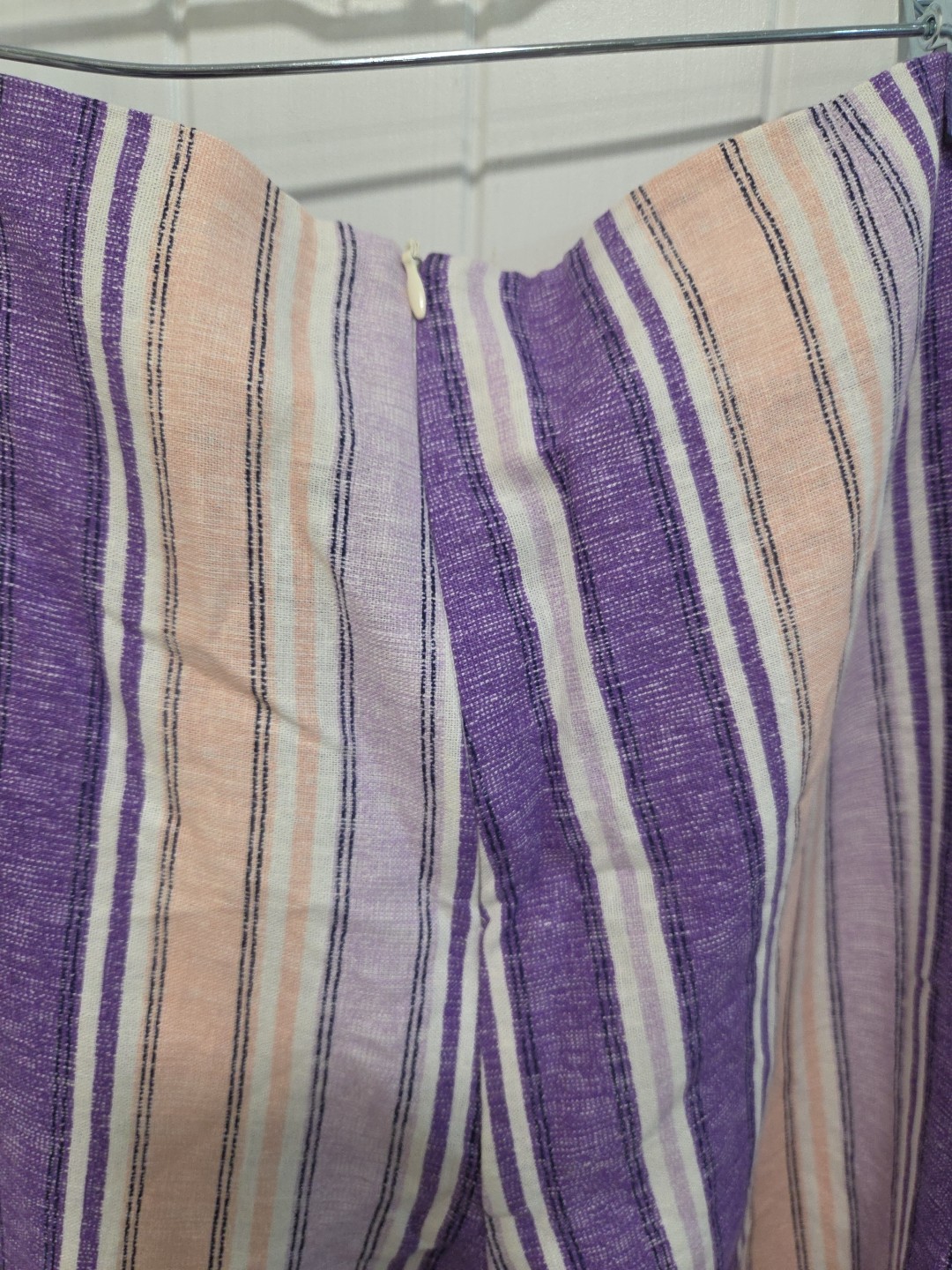Beige By eci Linen Pants Purple Pink Stripe Size 14 NWT