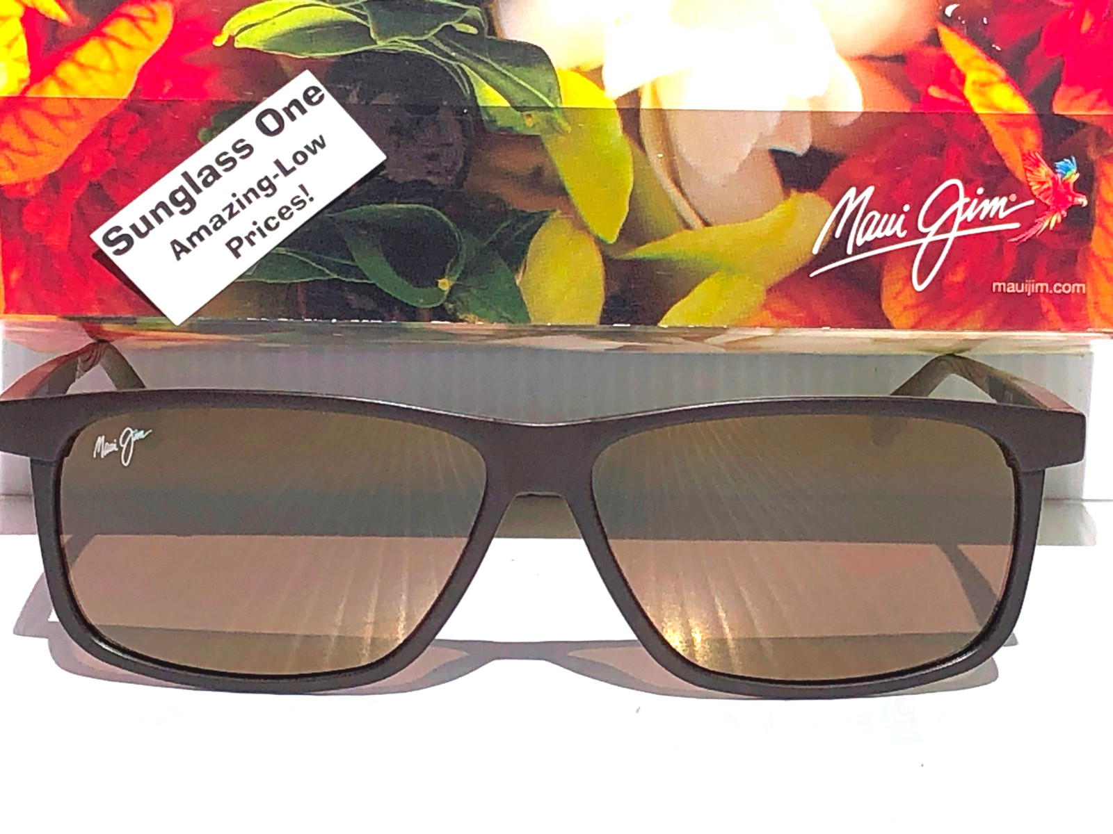 NEW Maui Jim PULAMA Matte Brown POLARIZED ST Bronze GLASS Sunglass H618-01