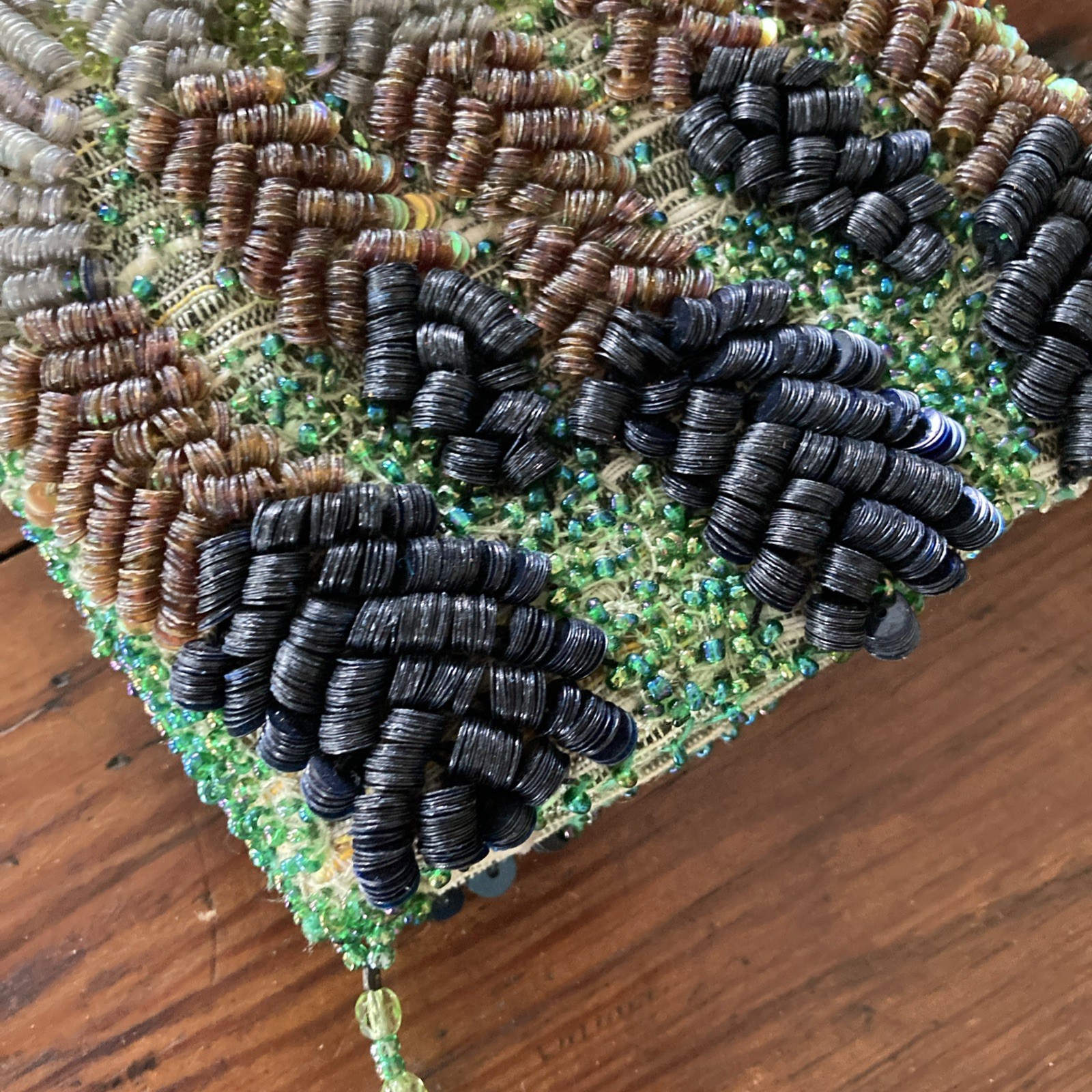 SANTI Artisan Beaded Petite Bag Excellent Condition 19” Drop 4.5 X 5 Inches