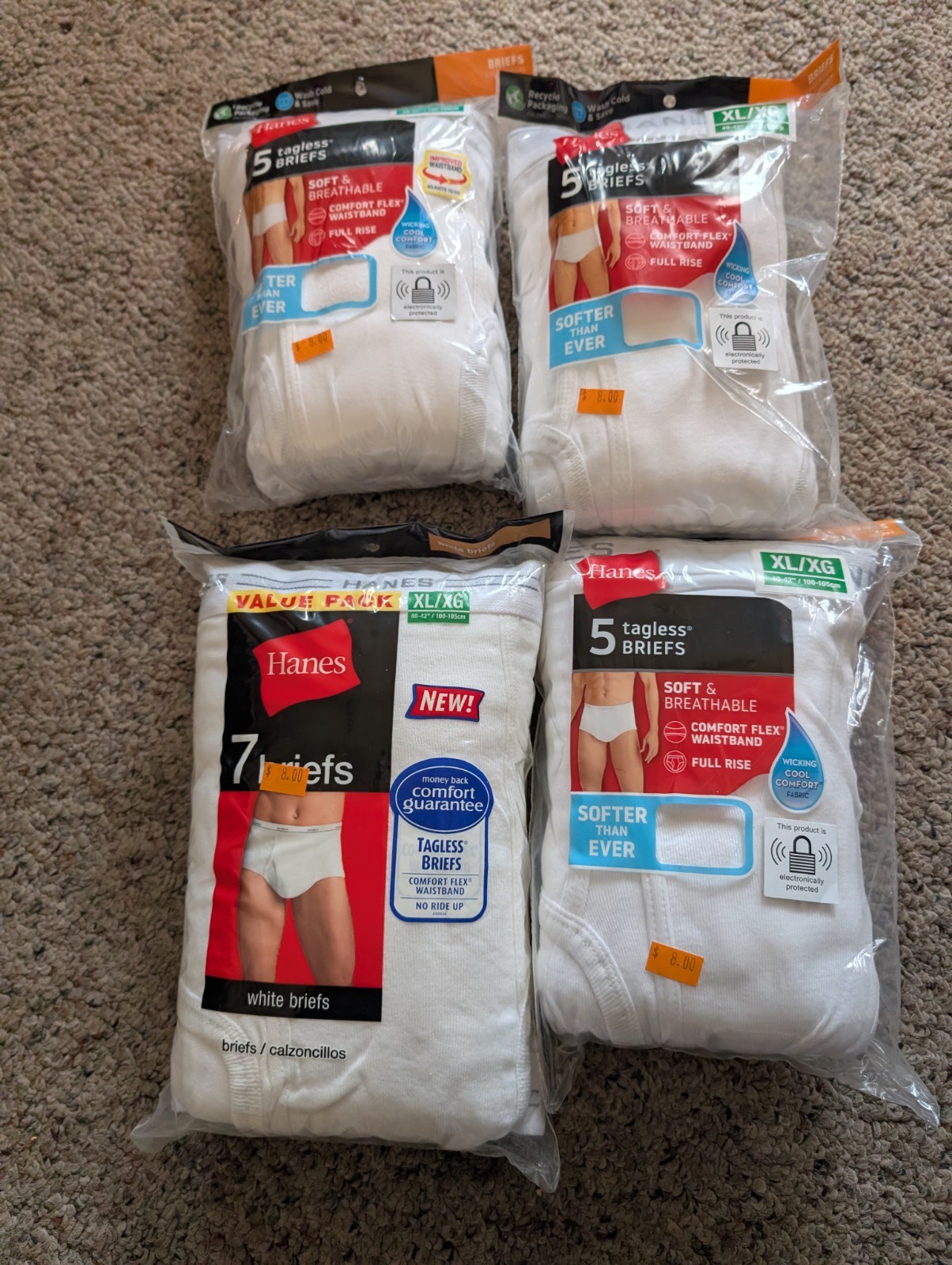 Hanes Briefs 3, 5 Packs One 7 Mens Tagless Underwear (22) Total 2010-20 XL/XG