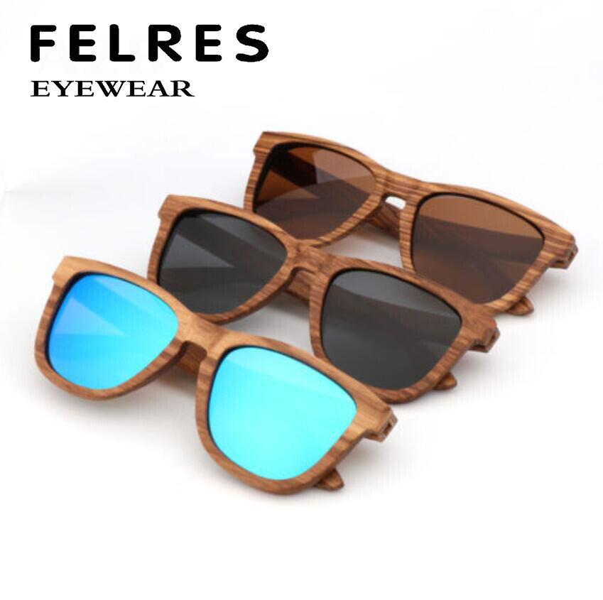 Unisex Zebra Wood Polarized Sunglasses Retro Wooden Frame UV400 Outdoor Glasses