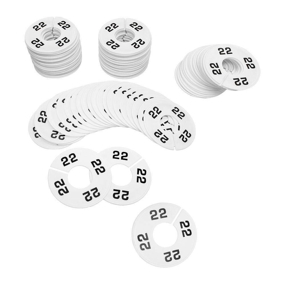10 PCS WHITE 3-1/2″ Round Plastic SIZE 22 Dividers Hangers Retail Clothing Rack