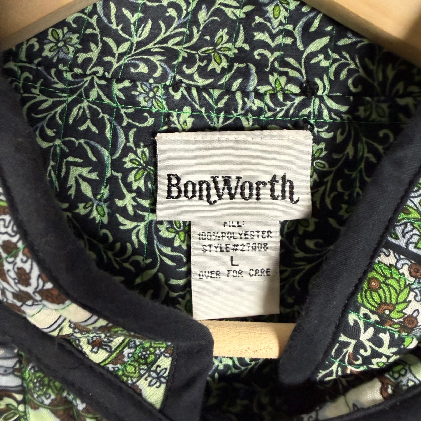 BonWorth Sz Large Jacket Paisley Patchwork Quilted Cottagecore Light Reversible