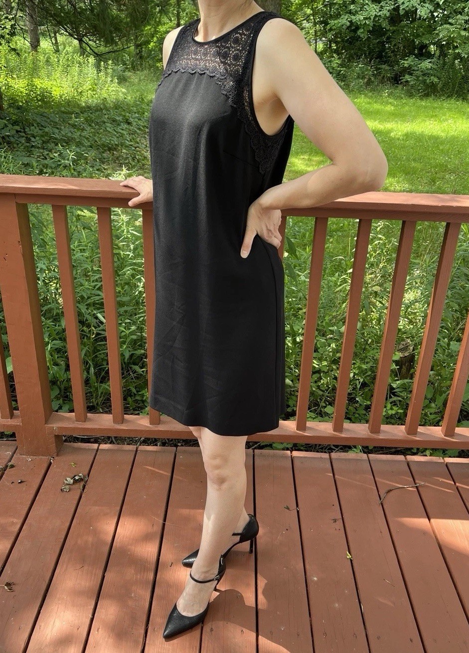 Club Monaco Black Mini Sleeveless Lace Yoke Knee Length Dress Size 0