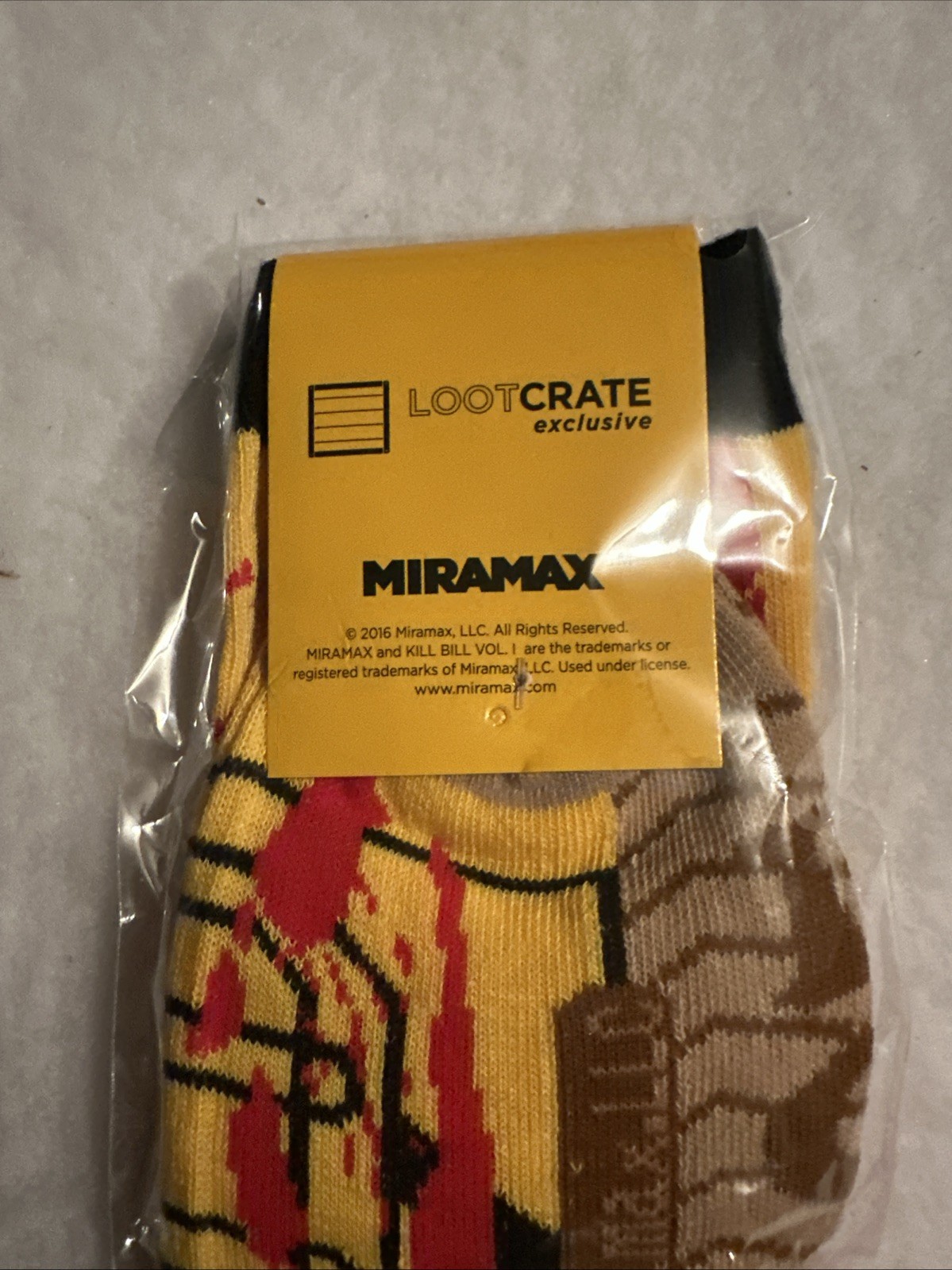 KILL BILL VOL. 1 MEN’S CREW SOCKS NEW~2016 MIRAMAX ~LOOT CRATE EXCLUSIVE