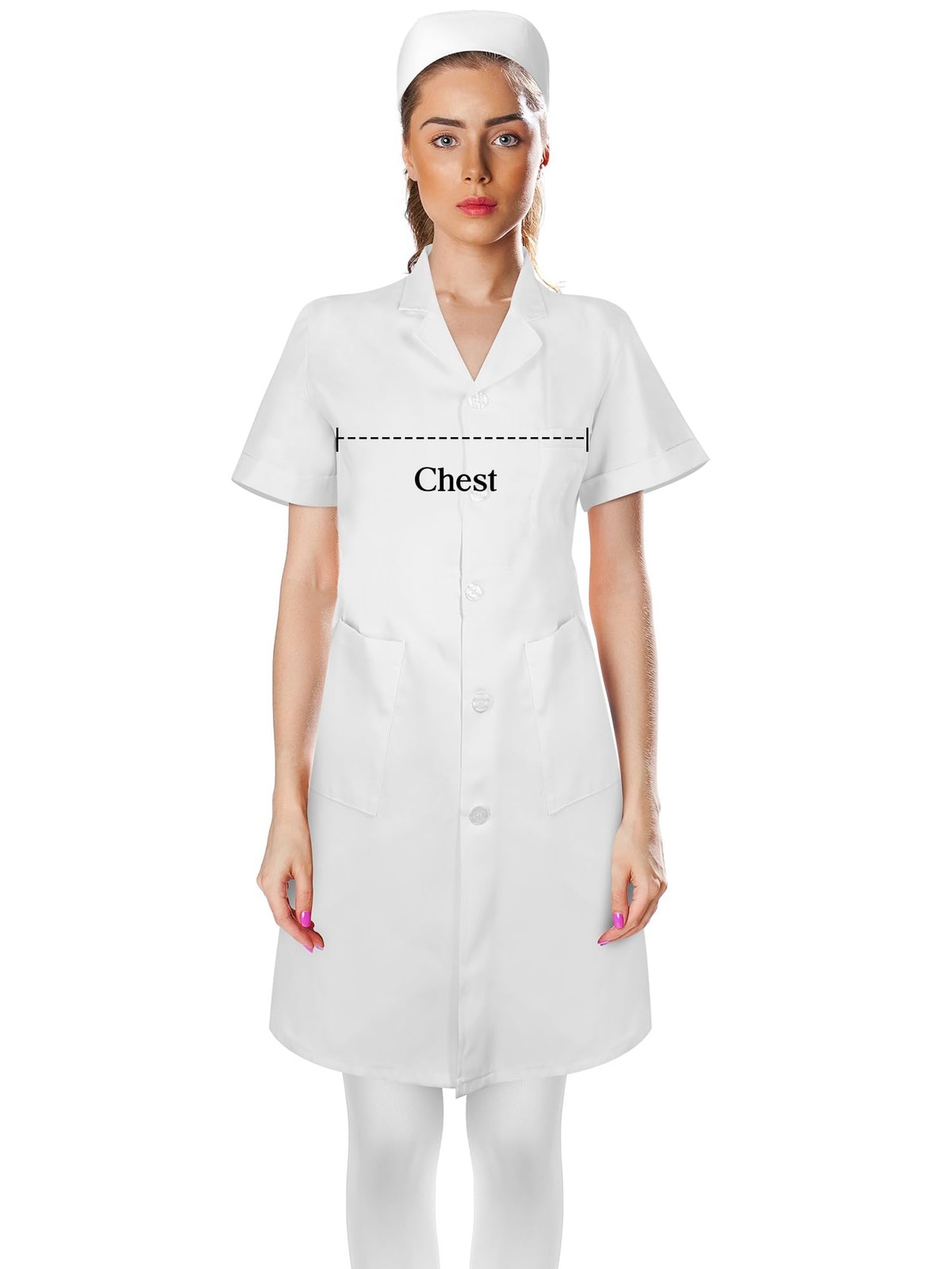 Hercicy Nurse Dress Costume Set for Women White Short Sleeve Medical Lab Coat…