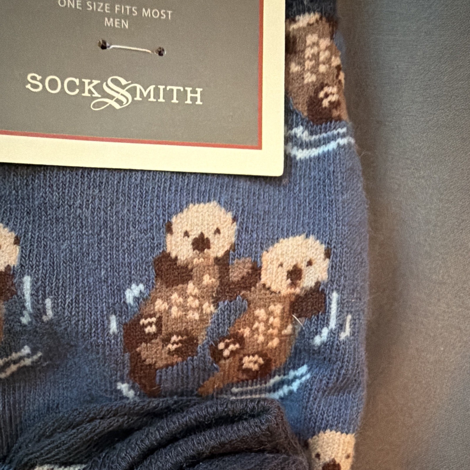 Socksmith Blue Otter Animal Print Cotton Crew Socks 2 Pairs Size 2-4 Years