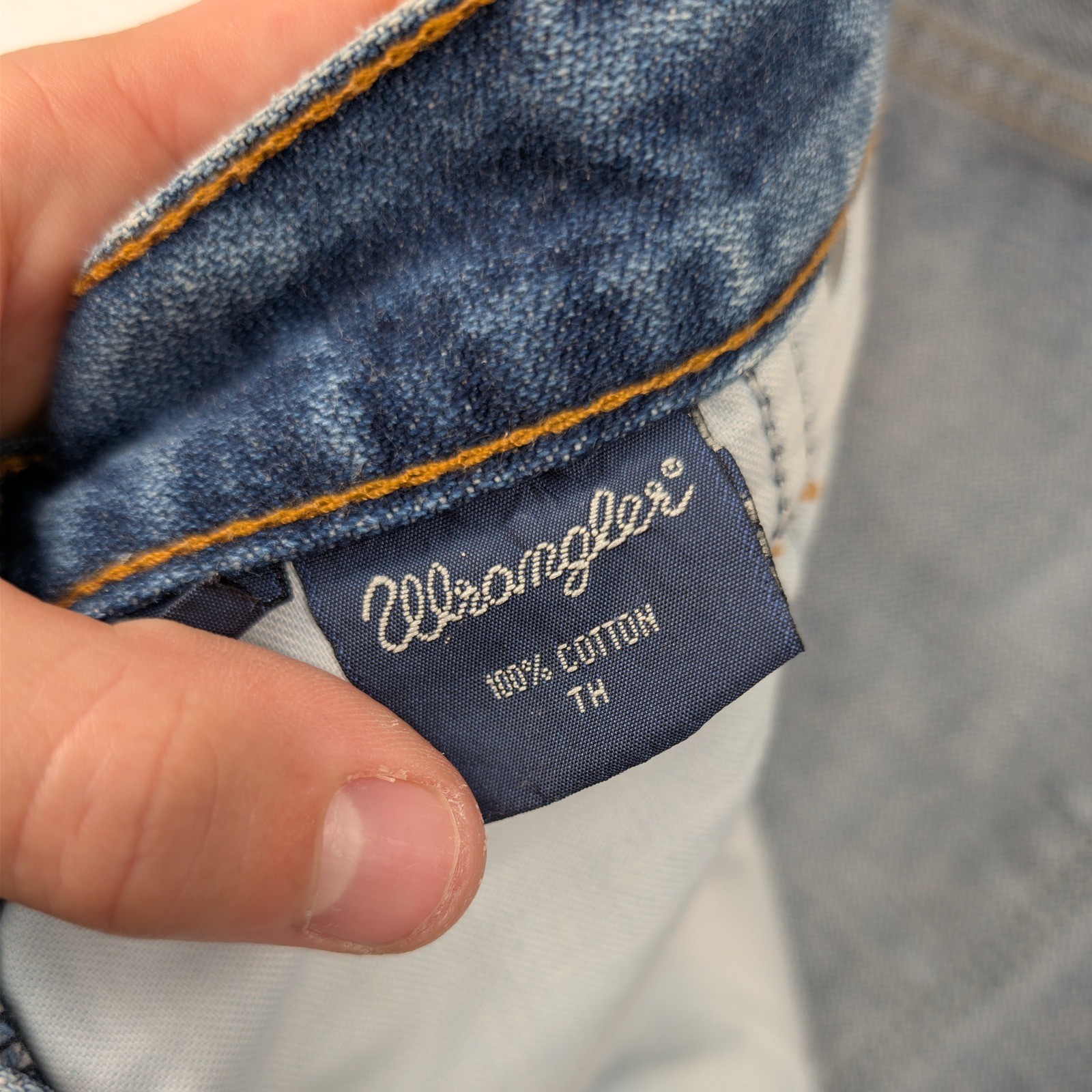 VTG Wrangler Jeans Men 34×30 Blue Broken Twill Denim Straight Leg Leather 90s