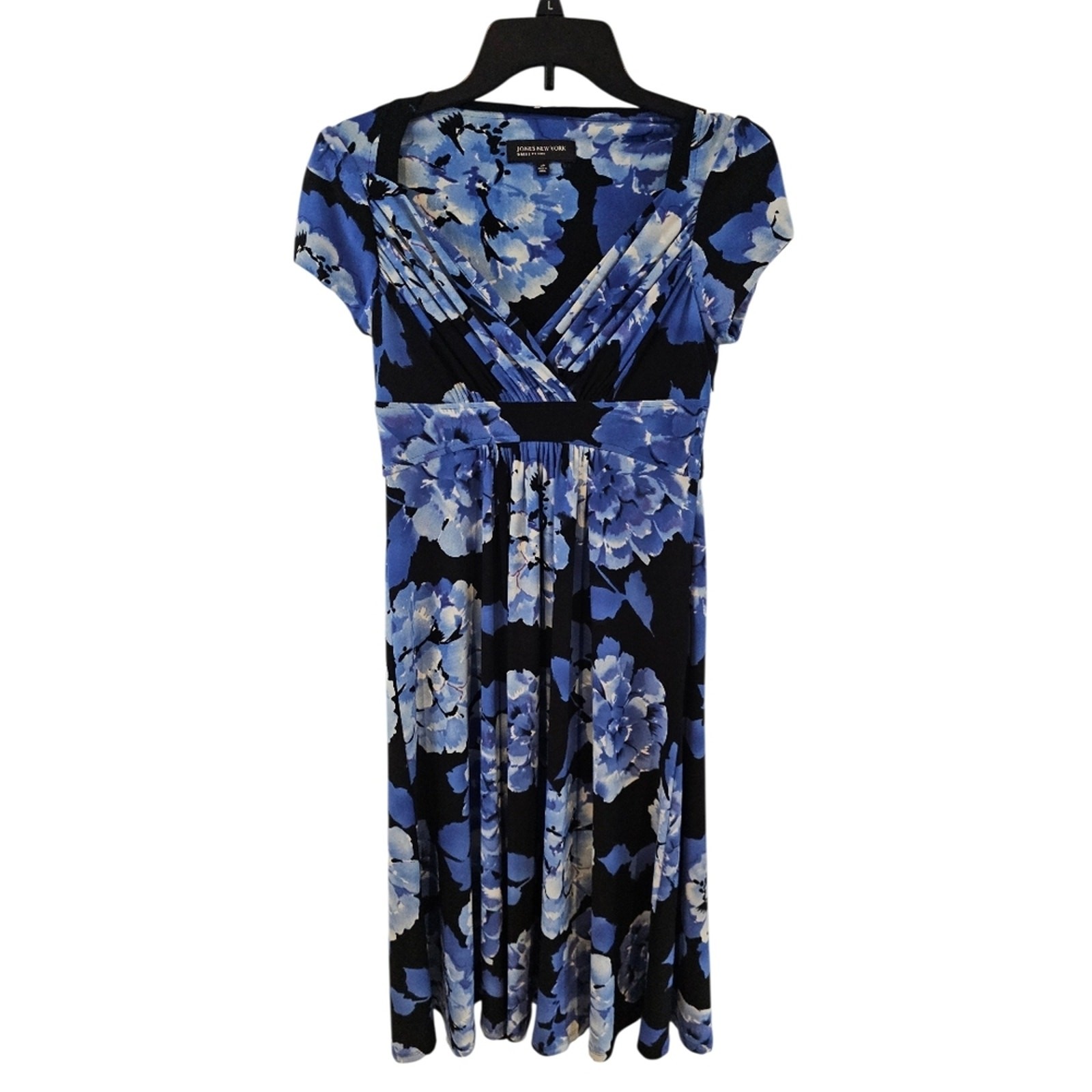 Jones New York 2P Floral Tea Length Dress Blue Purple Black