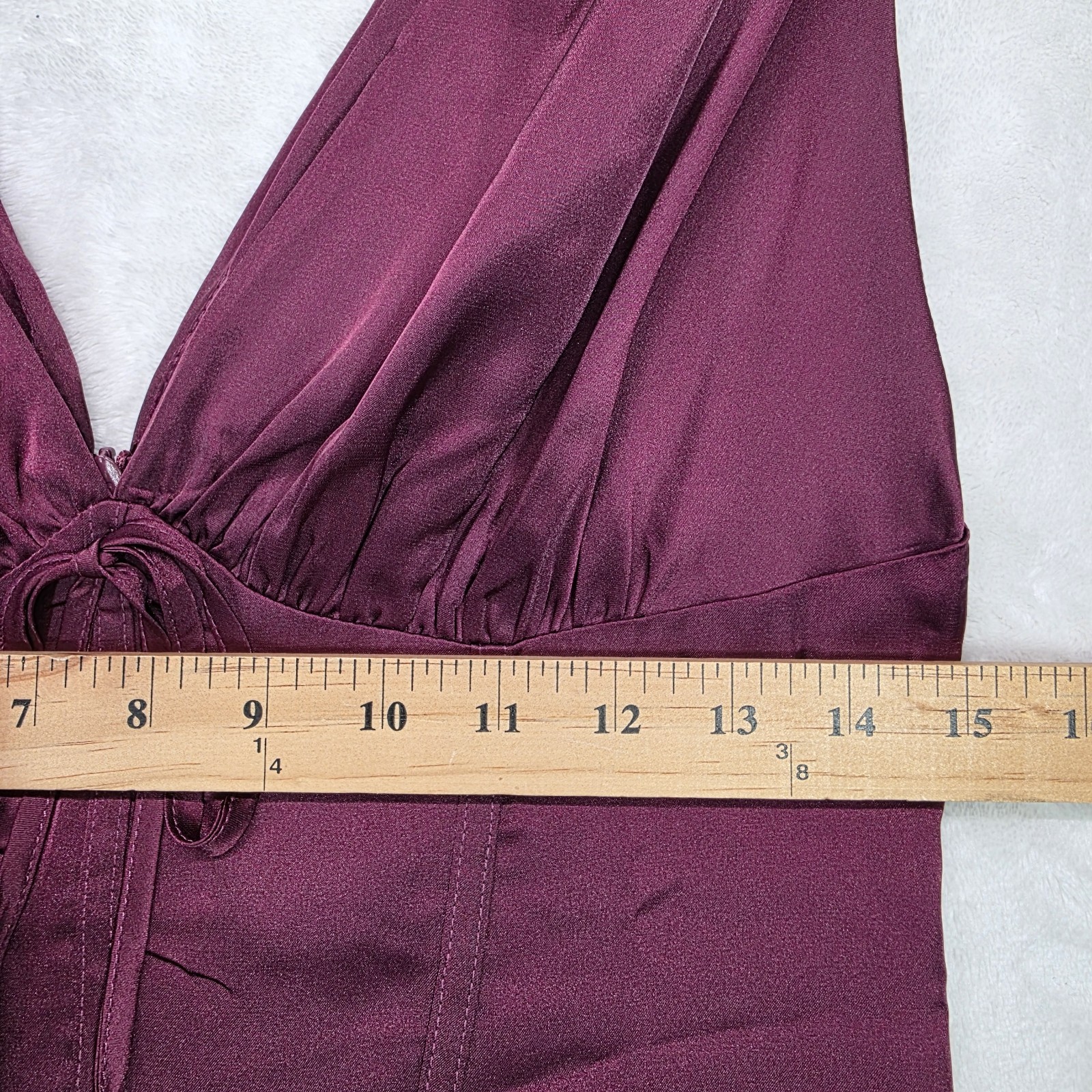Boohoo Burgandy Milkmaid Maxi Dress Deep Plunge V-neck Sz 6 Basque Sleeveless