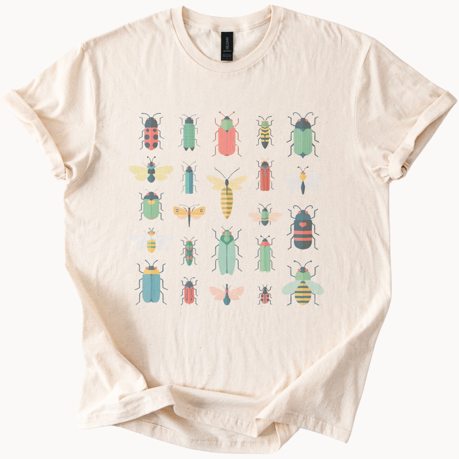 Illustrated Insects Graphic Tee Beetle Bug Collection Nature Art Shirt