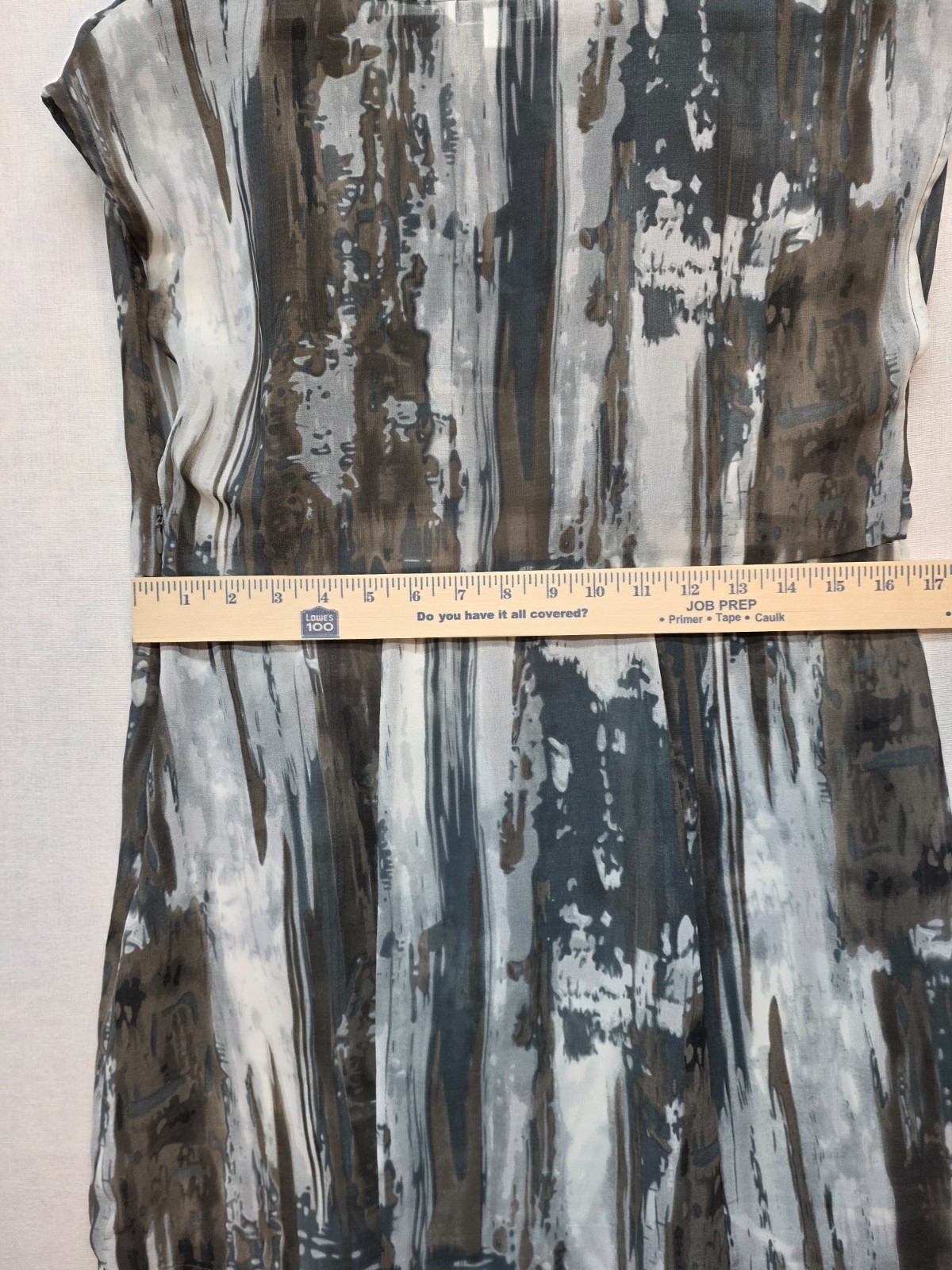 CAbi #651 Painted Tunic Blouse Medium Gray Chiffon Sheer Watercolor (M)