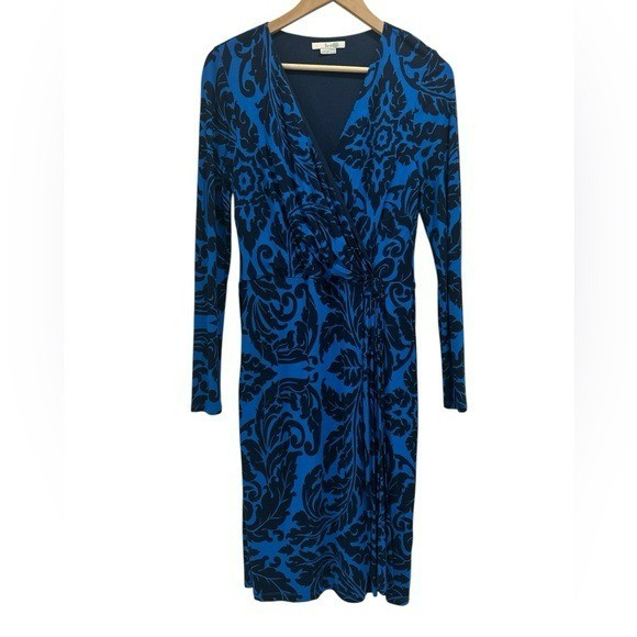 Boden Henrietta Faux Wrap Knee Length Dress in Shades of Blue – Size 8