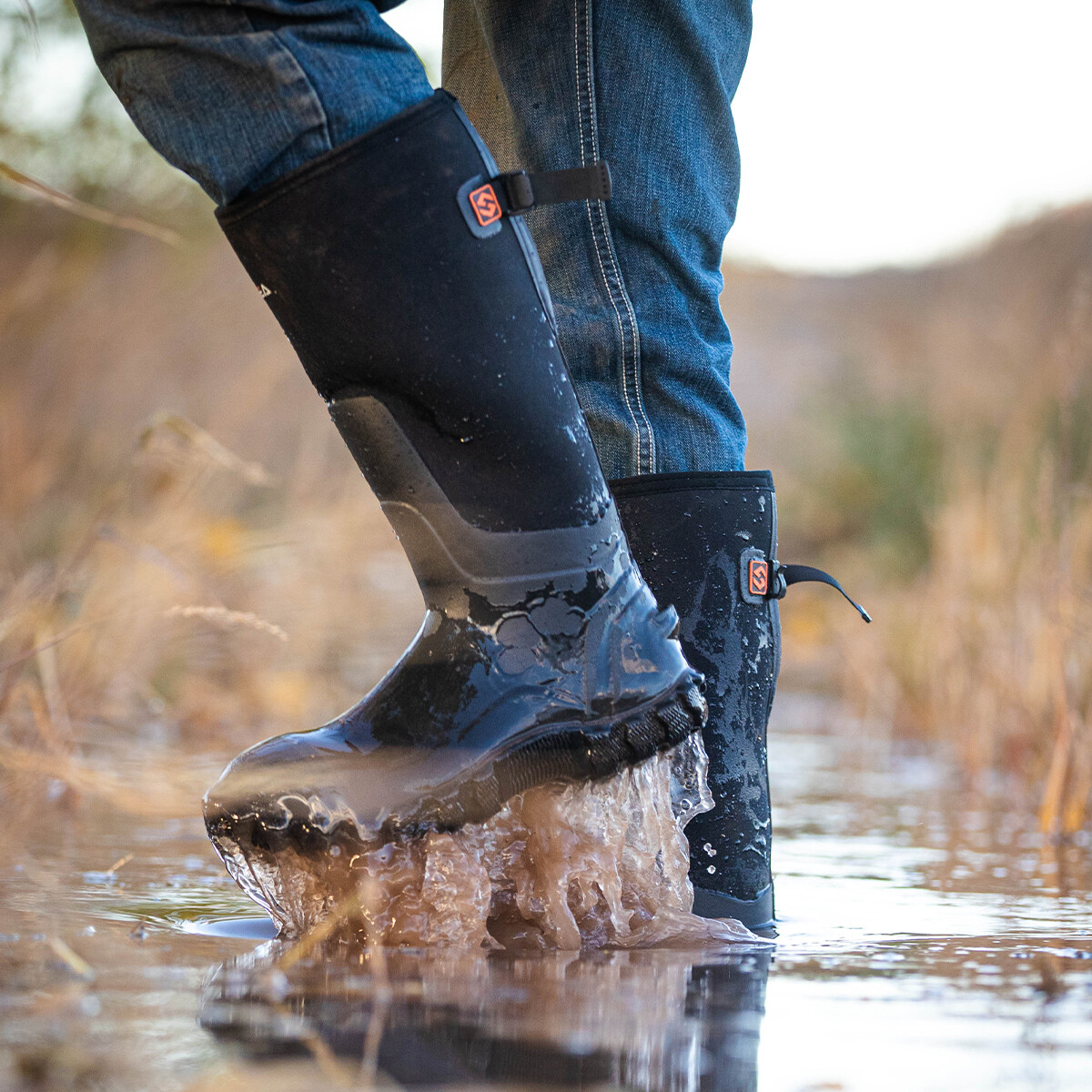 HISEA Men Adjustable Rain Boots Fishing Hunting Mud Dirt Farm Work Safety Shoes