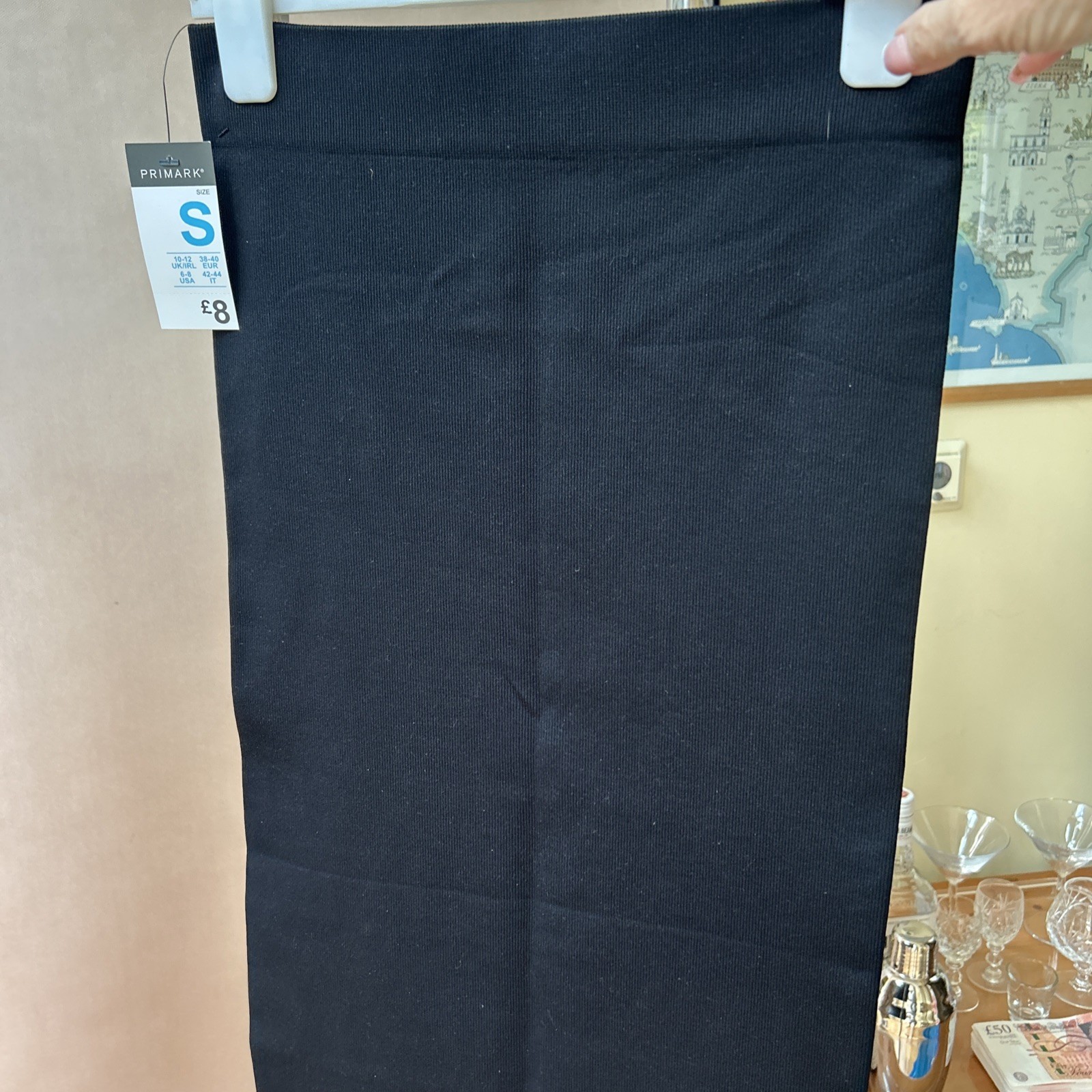 NWT PRIMARK BLACK FINE RIB PULL ON SKIRT SKIRT SIZE S 10-12 SEE PHOTOS PERFECT