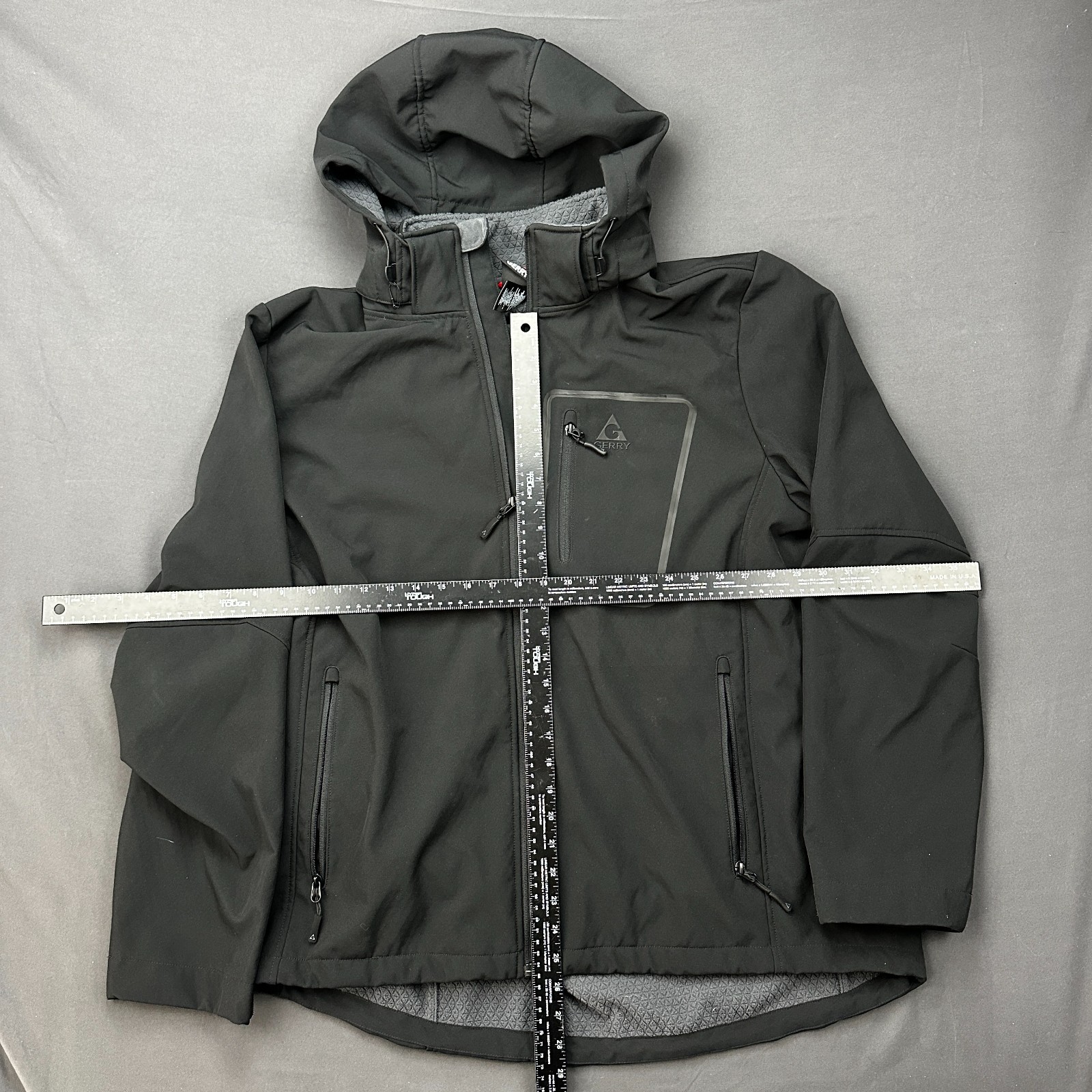 Gerry Softshell Jacket Mens 2XL Black Fleece Lined Hooded Outdoor Full Zip
