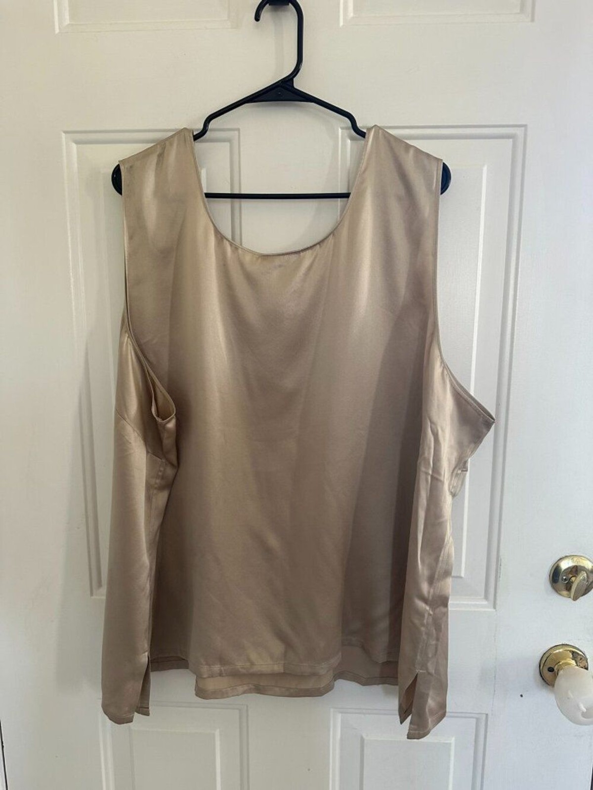 Avenue 100% Silk Tank Top Plus Size 30/32 Beige Champagne