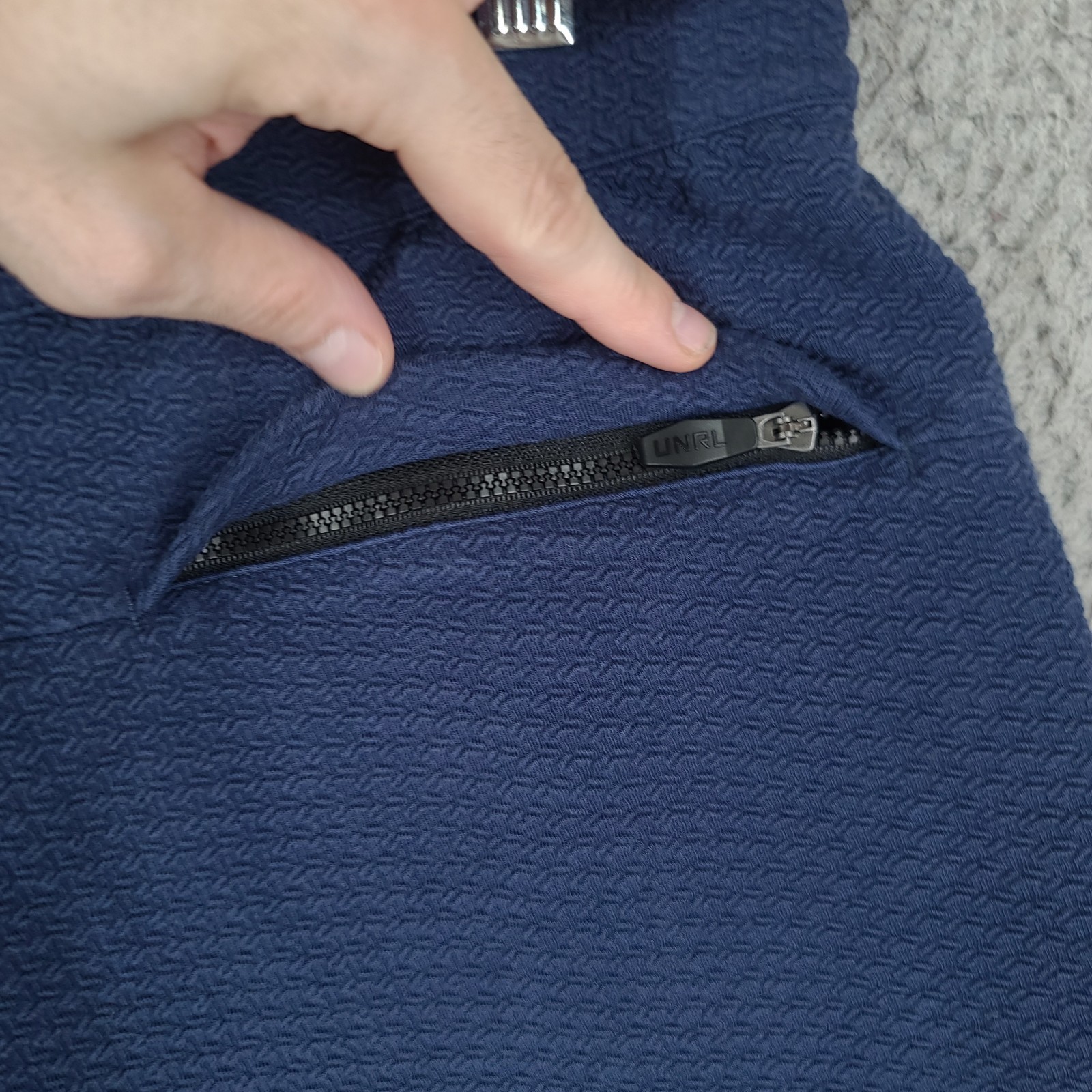UNRL Shorts Mens Medium Textured Elevation Harbor Blue Athletic Athleisure Zip