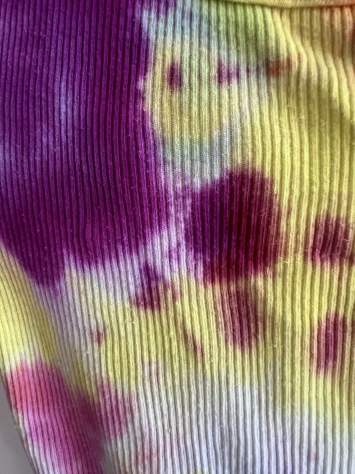 Hanes Tie-Dye Ribbed Tank Top Multi/Rainbow Unisex Small Vintage Style Cotton