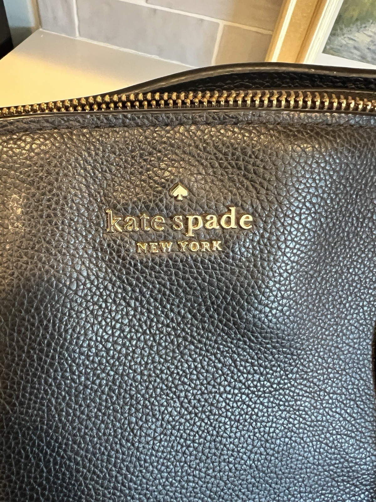 Kate Spade Monet Triple Compartment Tote Black Pebbled Gold Hardware