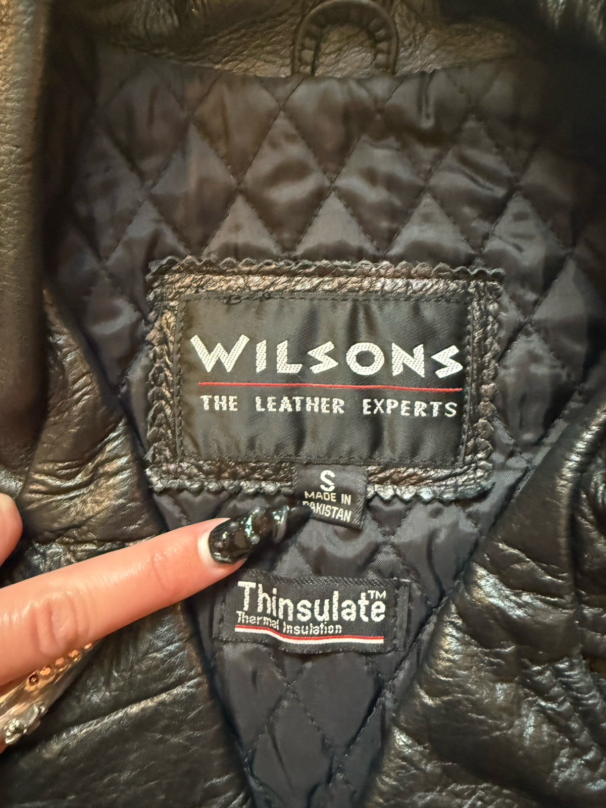 Vintage 1990s Wilson’s Black Leather Motorcycle Jacket Men’s Size S Women’s M