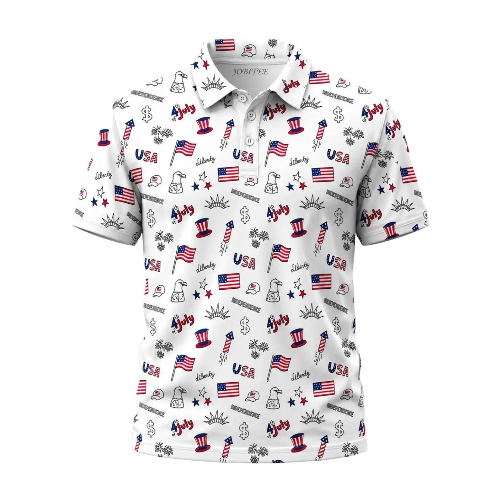 4th Of July Golf Polo Shirt, Patriotic USA Polo For Men, Independence Day Shirt