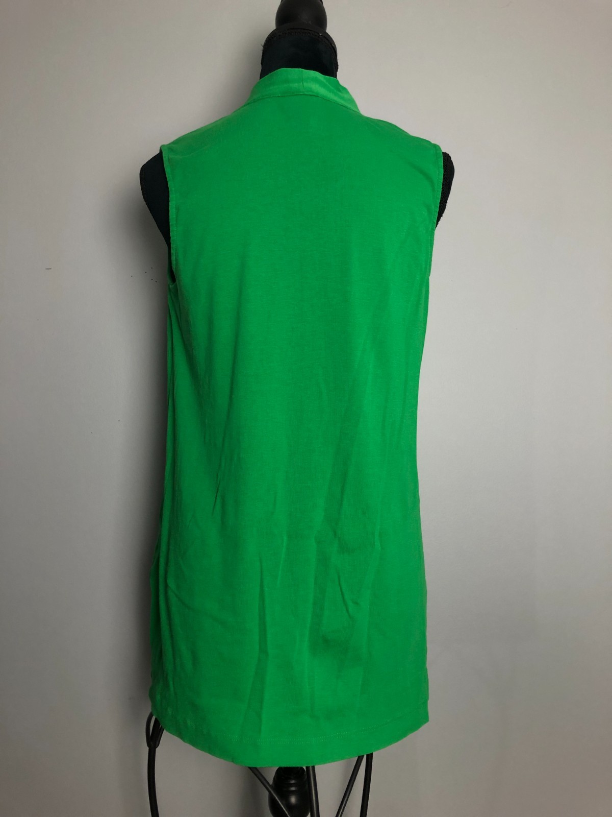 Chico’s Sleeveless Tunic Tank Green V Neck 100% Pima Cotton 2 US L 27.5 In. Long