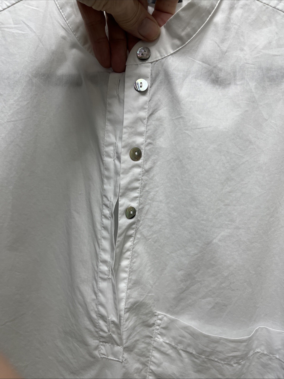 ALEMBIKA WHITE Freedom Flounce LONG SLEEVE TUNIC TOP MADE IN ISRAEL Lg Nice