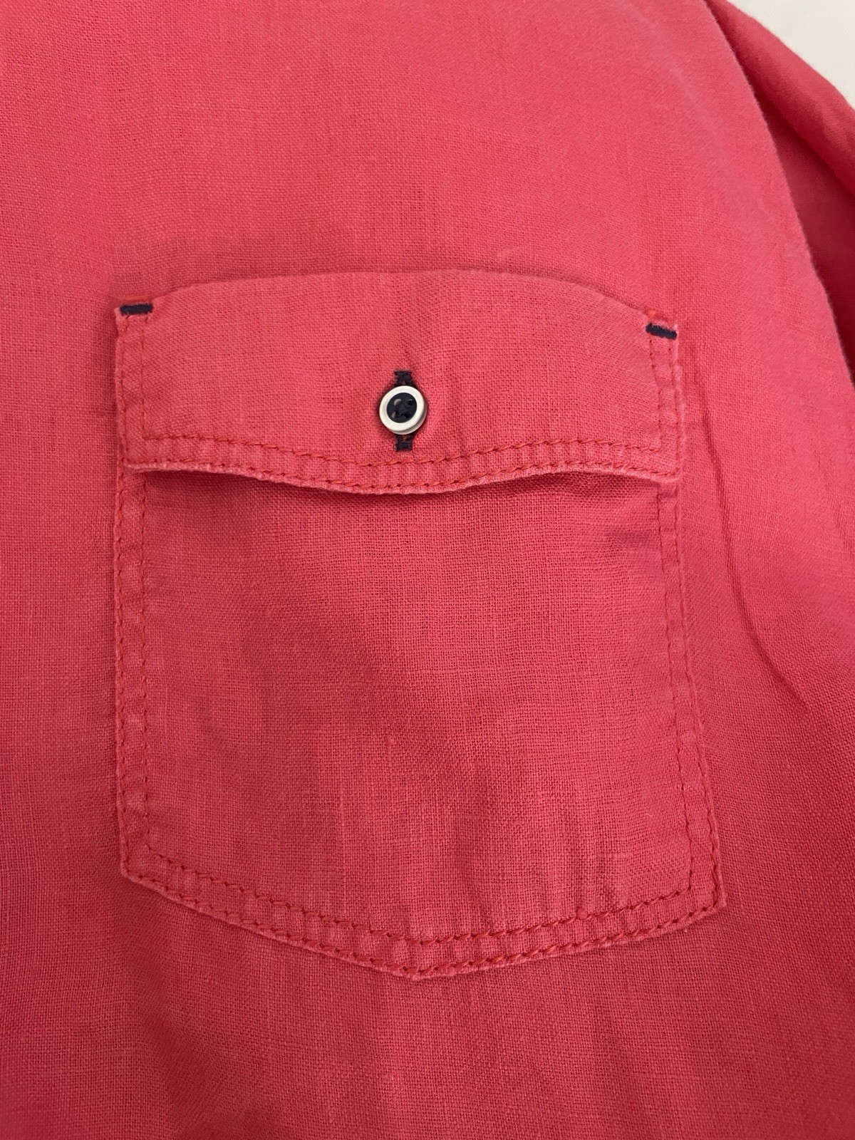 Massimo Castello 100% Linen Fushia Color Long Sleeved Men’s Shirt Size Large