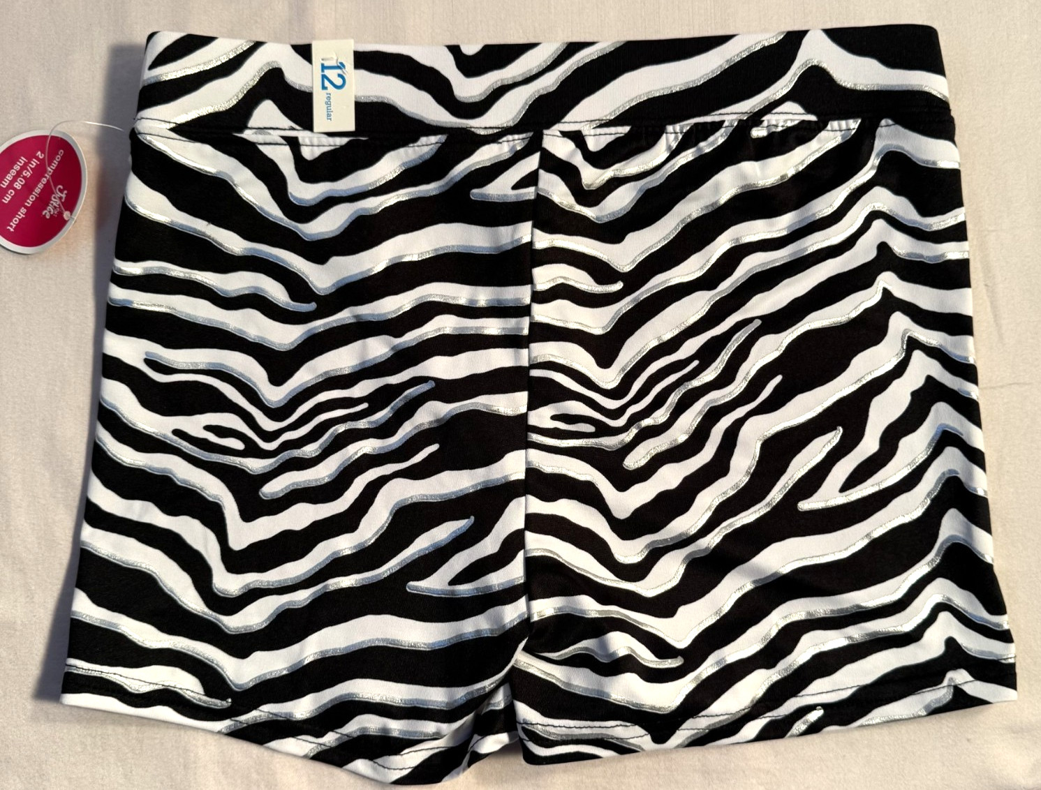 NWT Girls Justice Active Gymnast Dance Compression Shorts Sz 12 Reg Animal Print
