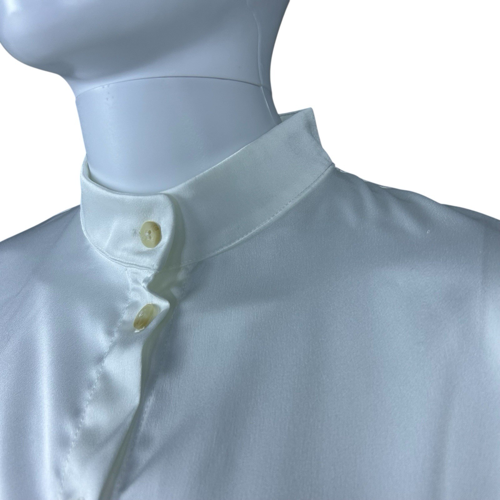 Kallmeyer Appartement Ballon Satin Button Down Shirt Size 4 Quiet Luxury Blouse