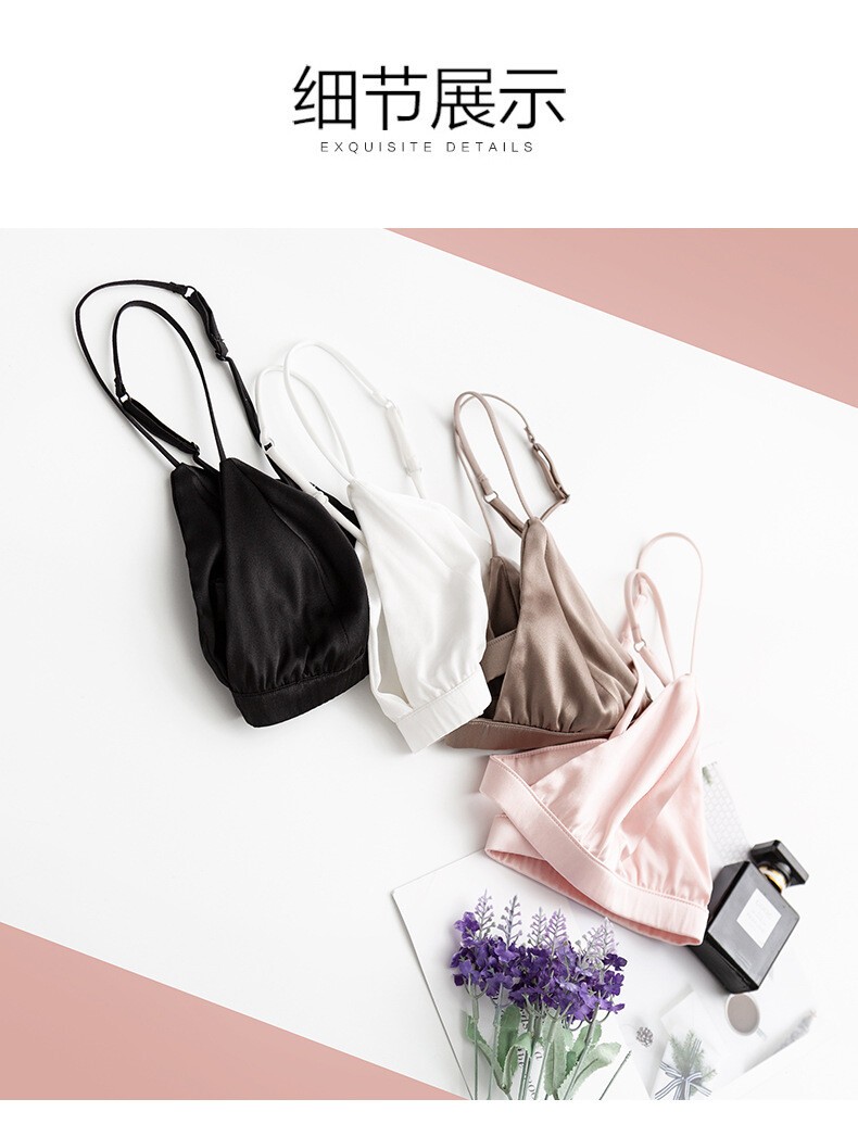 88% Mulberry Silk 12% Spandex Women Bra Thin Wire Free Wireless Bralette TG121