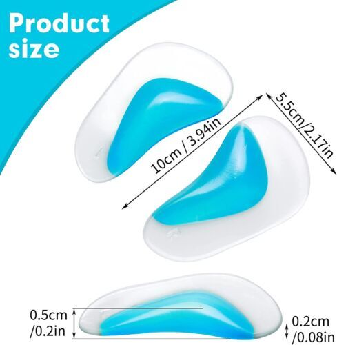4 Pcs Arch Support Shoe Insoles Plantar Fasciitis Gel Sticky Reusable Cushionss