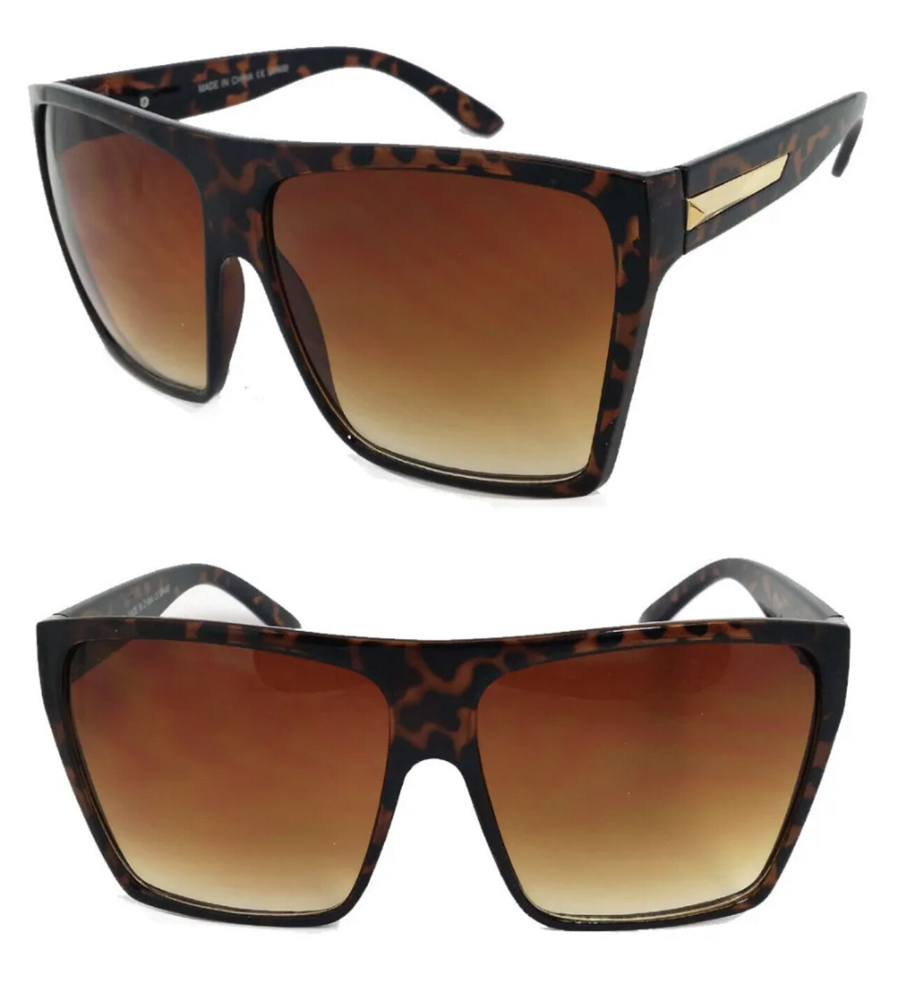 Mens Womens Flat Top Oversize Retro Square Sunglasses Funky Big Lens 2 Colors
