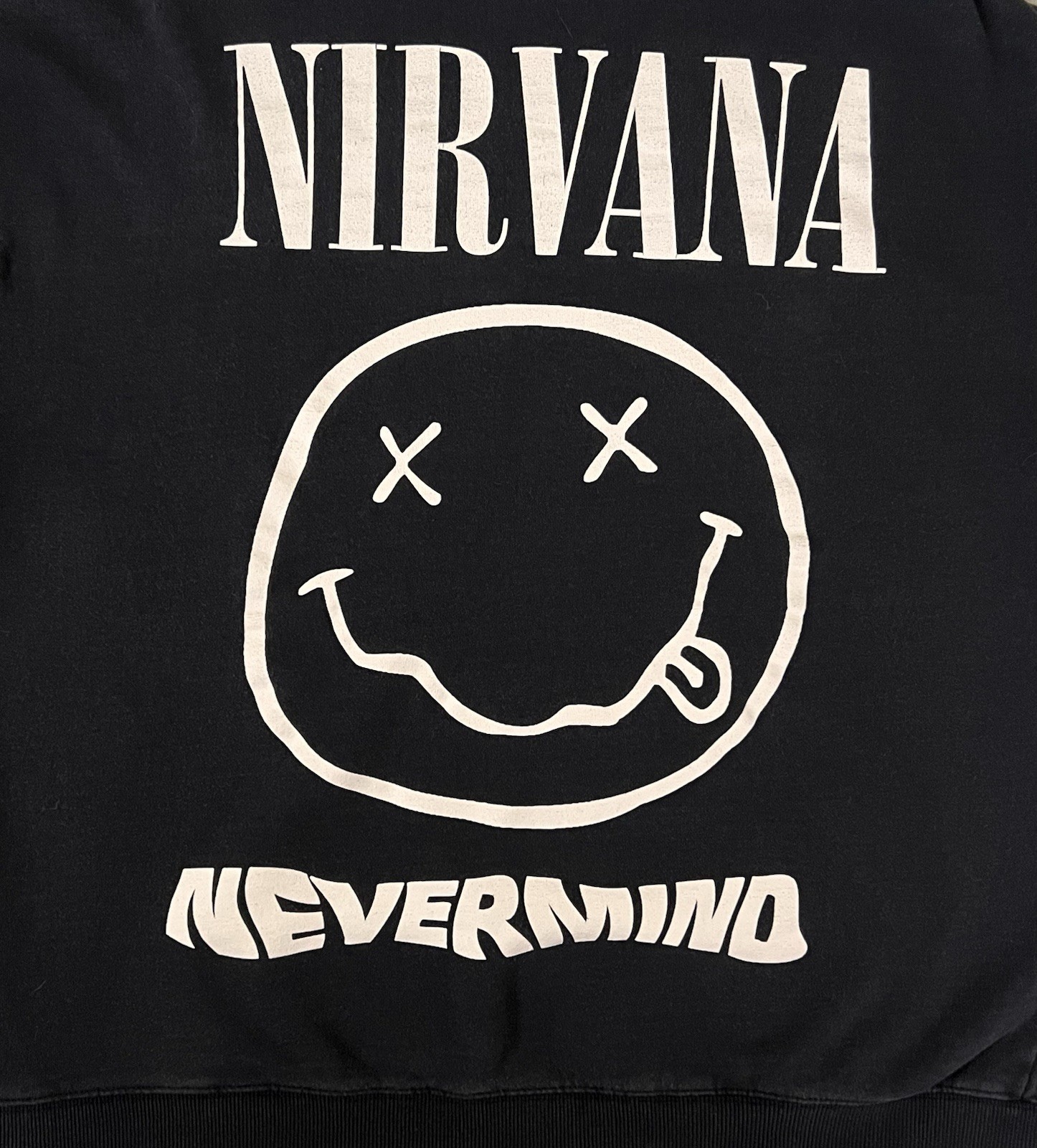 Cotton On Nirvana Nevermind Hoodie LG 24” X 24” Oversized All Over Print Black