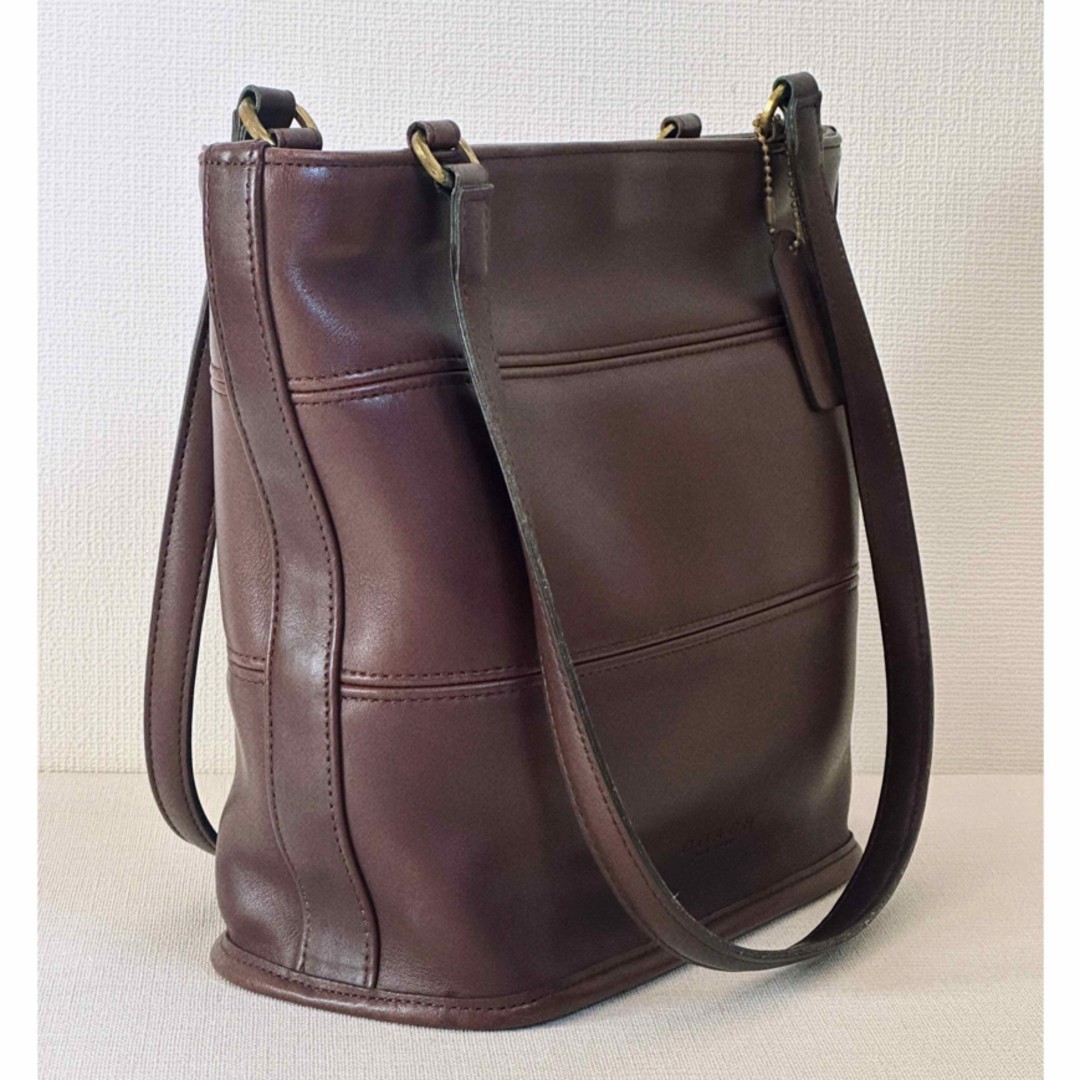 Vintage Coach Leather Shoulder Bag Brown 29.5cm 11.6in Glove Leather USA