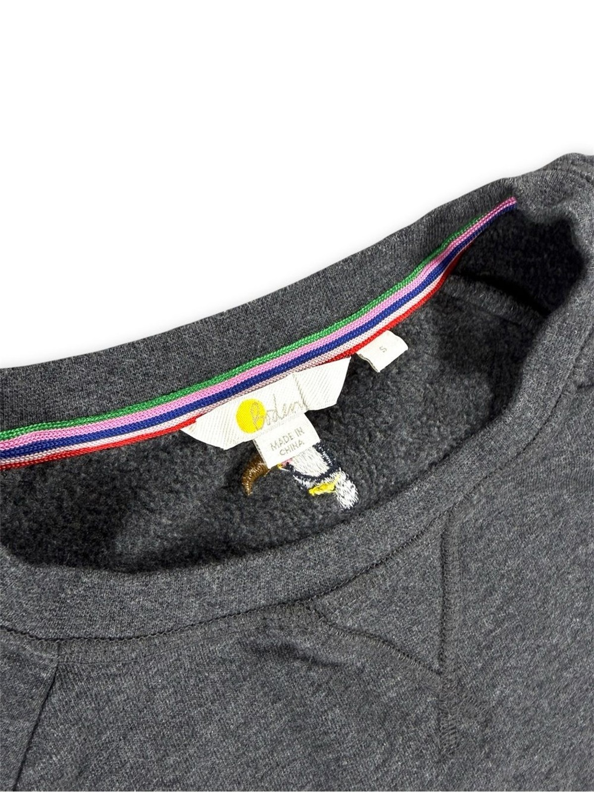 Boden Stretch Cotten Crewneck Sweatshirt in Charcoal Marl Toucan – Size Small
