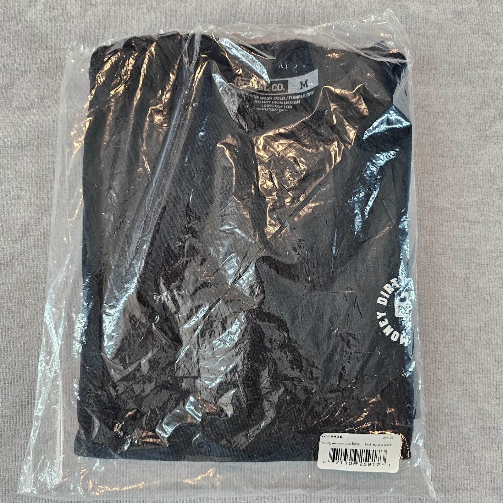 TROLL CO Dirty Hands Clean Money Twisted Wrenches Mens Black Long Sleeve Medium