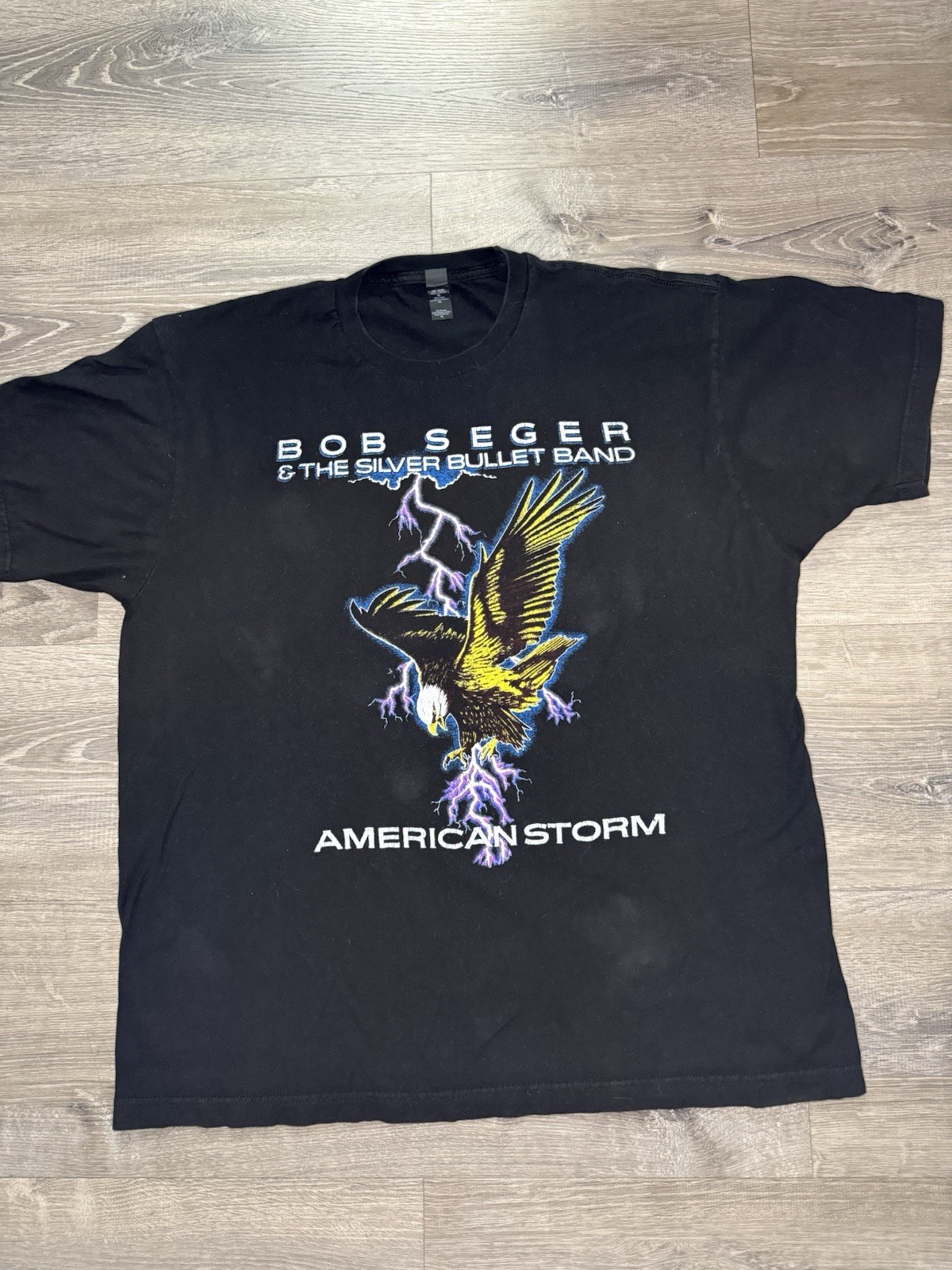 Vintage 1986 Bob Seger American Storm Tour T-Shirt XL Blue Single Stitch Ched