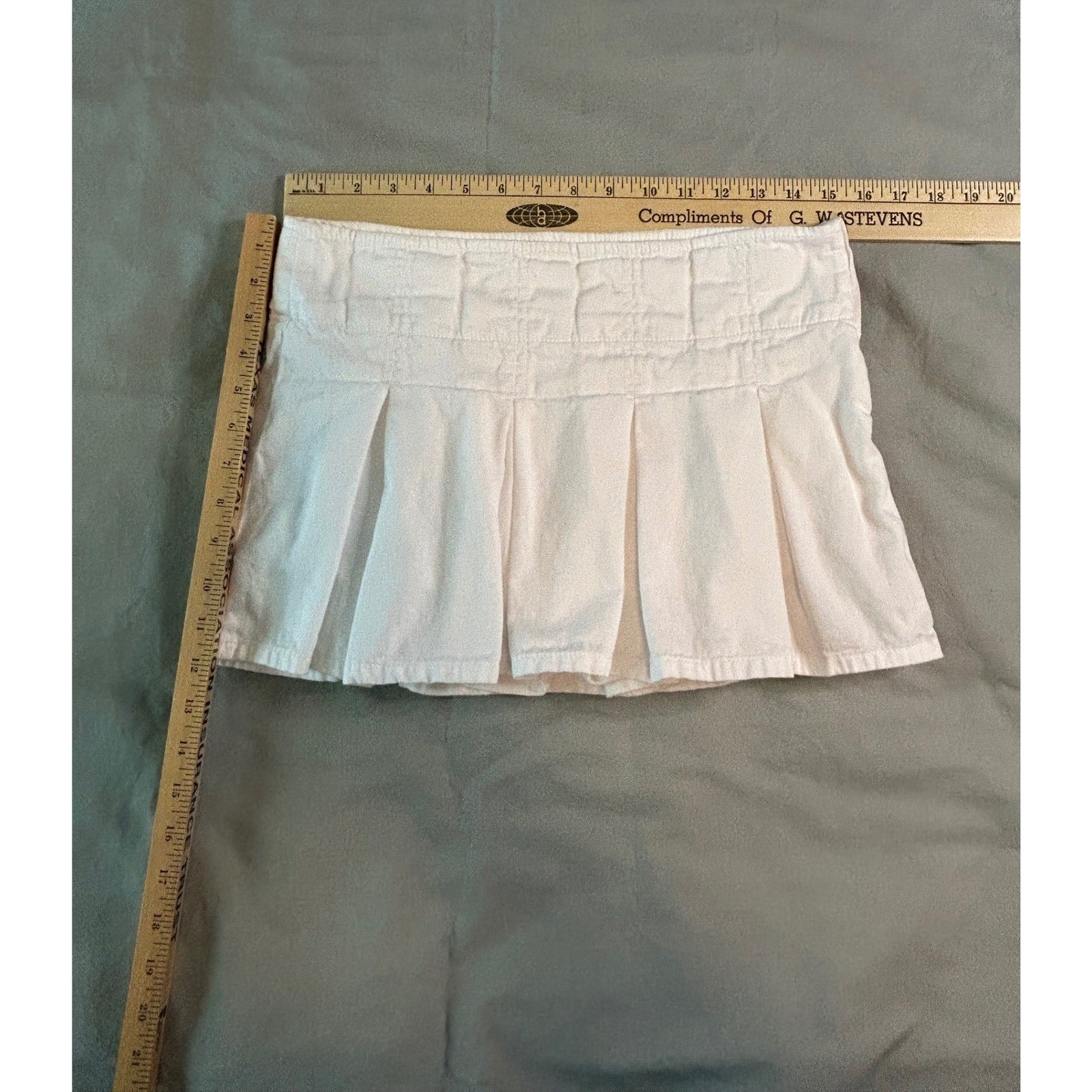Garage White Pleated Mini Skort Side Zip Cotton Herringbone 100087601 Size M