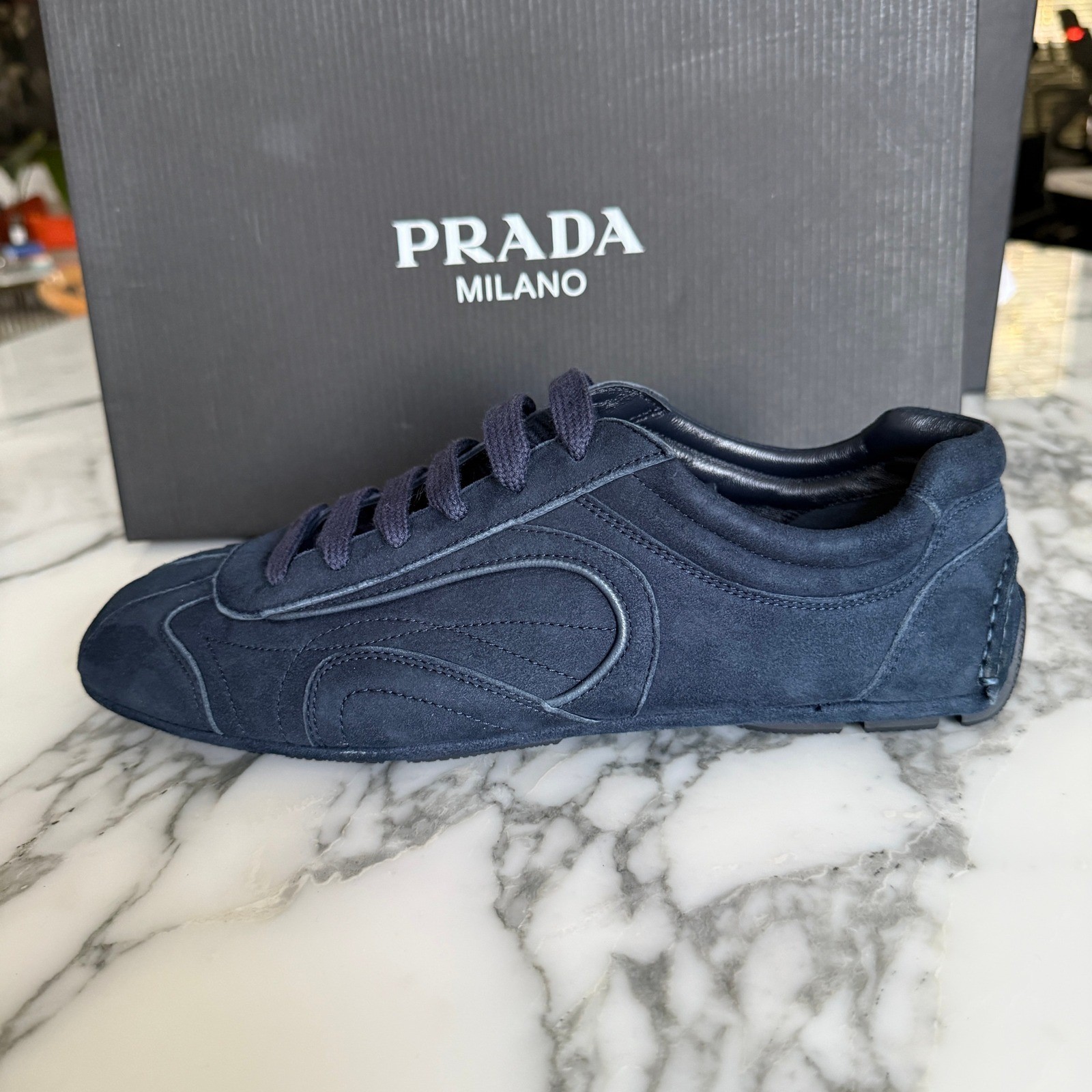 Prada 4E1165 Men’s Montecarlo Re-Edition 2005 Suede Sneakers, UK sz 8