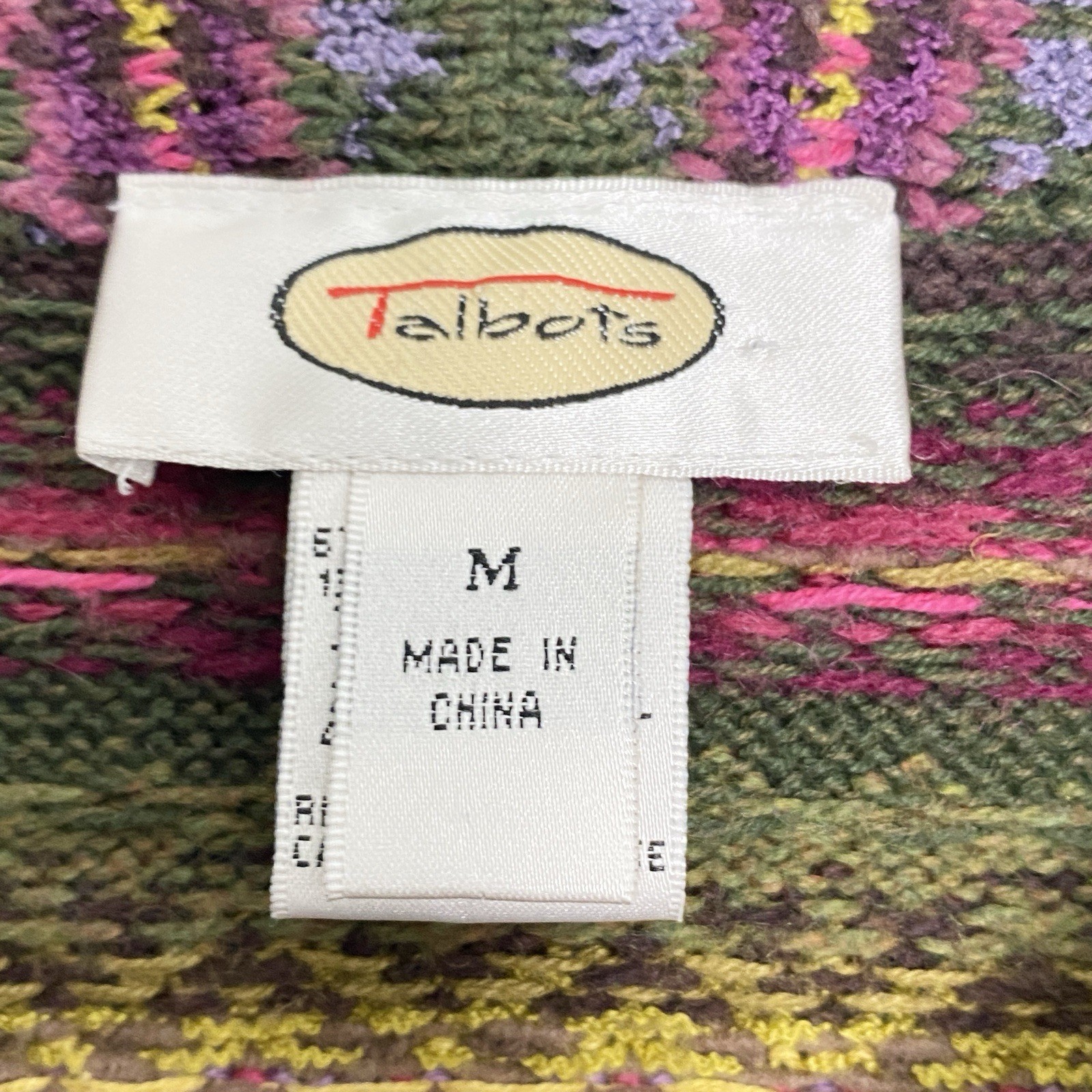 Talbots Cardigan Sweater Womens Medium Vintage Cotton Blend Striped Cabincore