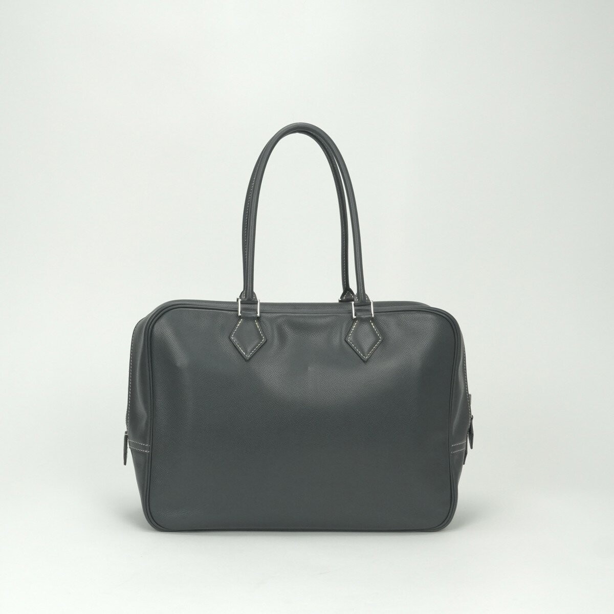 Hermes Plume 32 Handbag Tote Bag Lisse Leather Graphite Gray E Stamp 12.6in 99