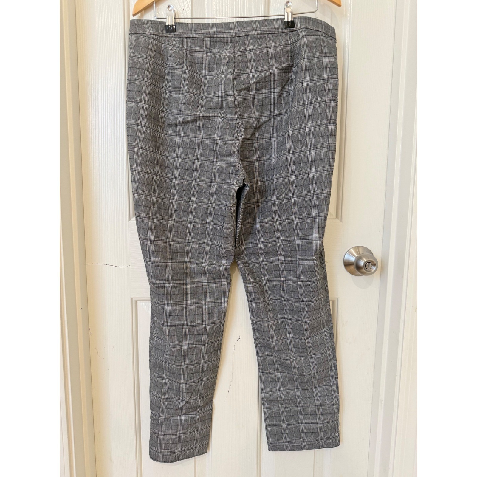 Violets & Roses Womens Grey Glen Plaid Straight Leg Trousers Size 16/33 Workwear