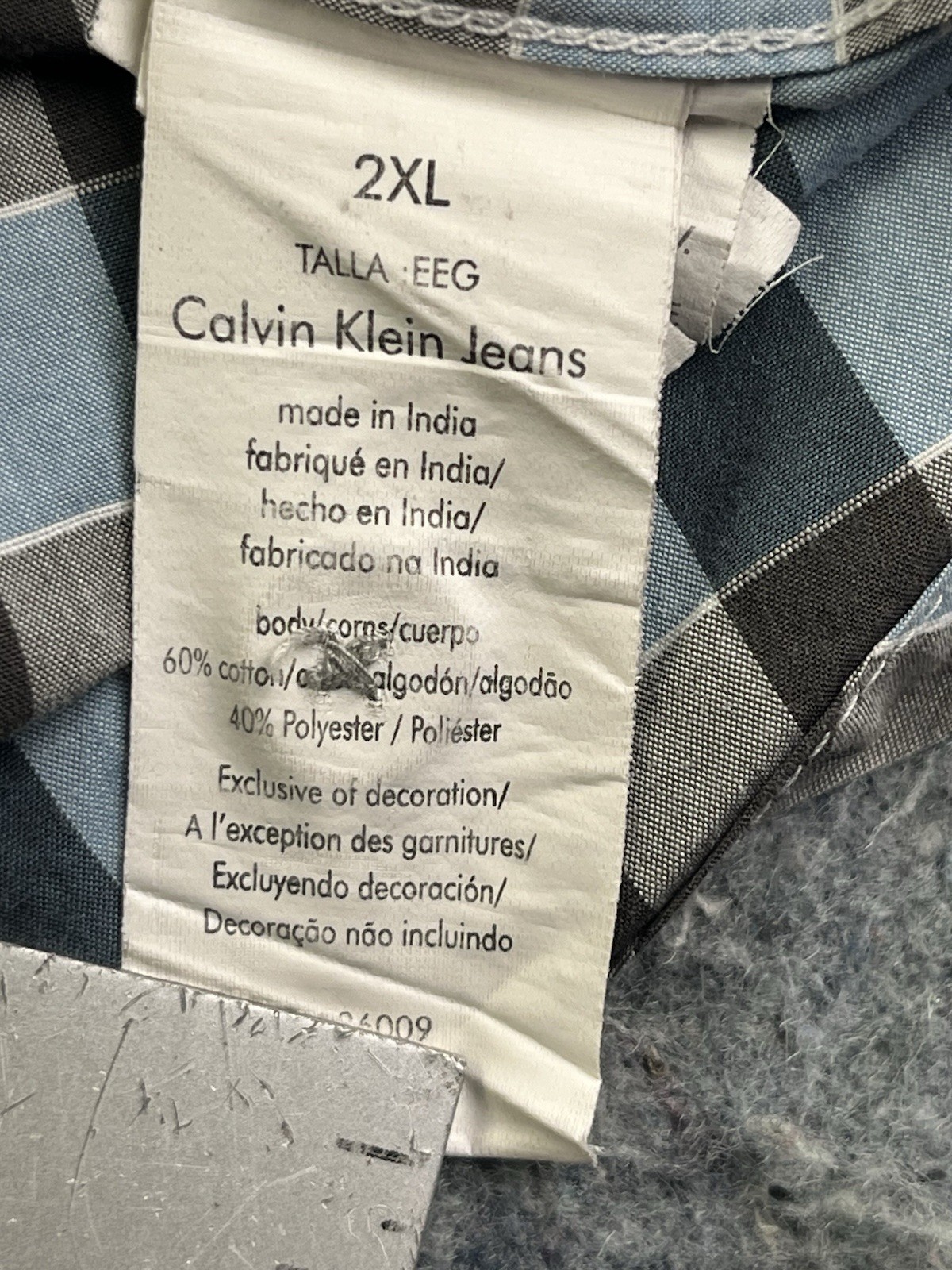 Calvin Klein Mens XXL Plaid Button Up Shirt Multicolor Cotton/ Polyester Blend
