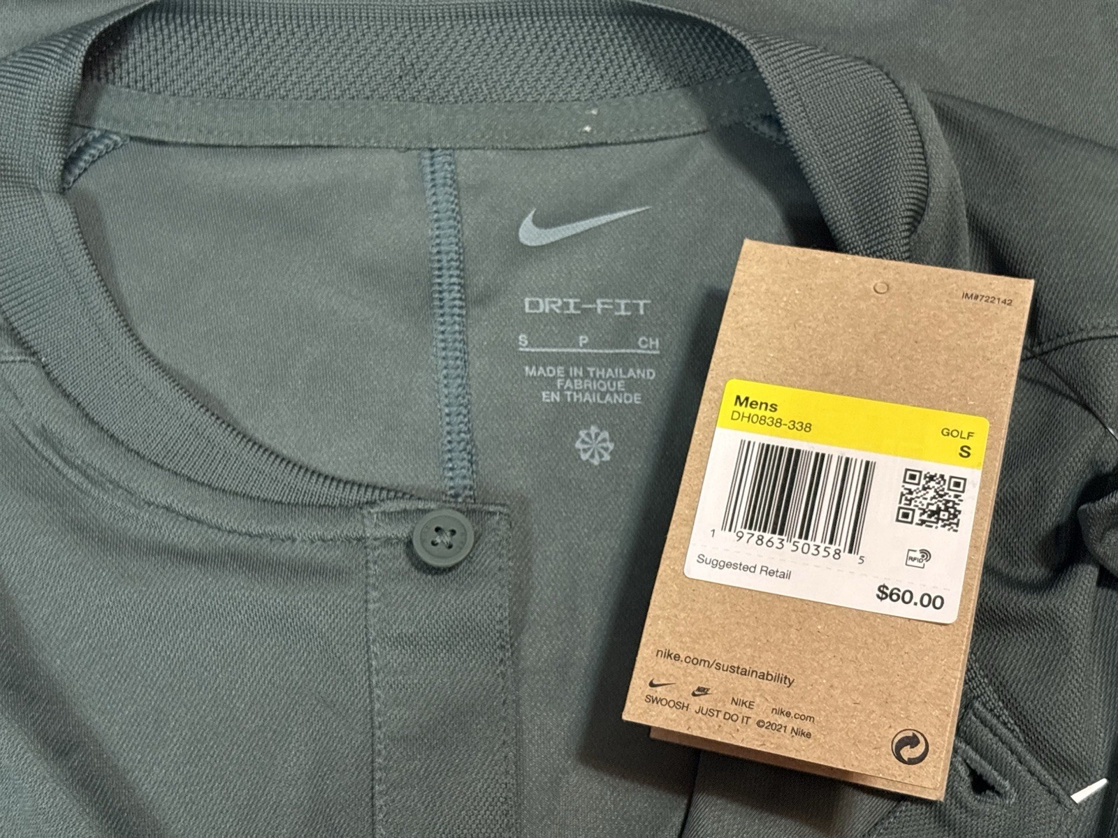 Nike Dri-FIT Victory Men’s Golf Polo Shirt Green Blade Collar DH0838-338 NEW