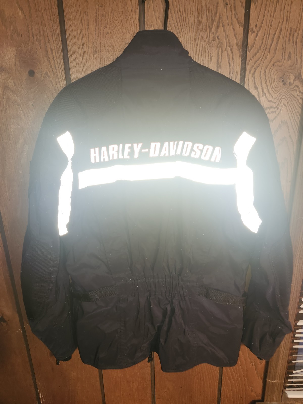 Harley Davidson Jacket Men Medium Black FXRG Nylon Belted Riding Gear Reflective