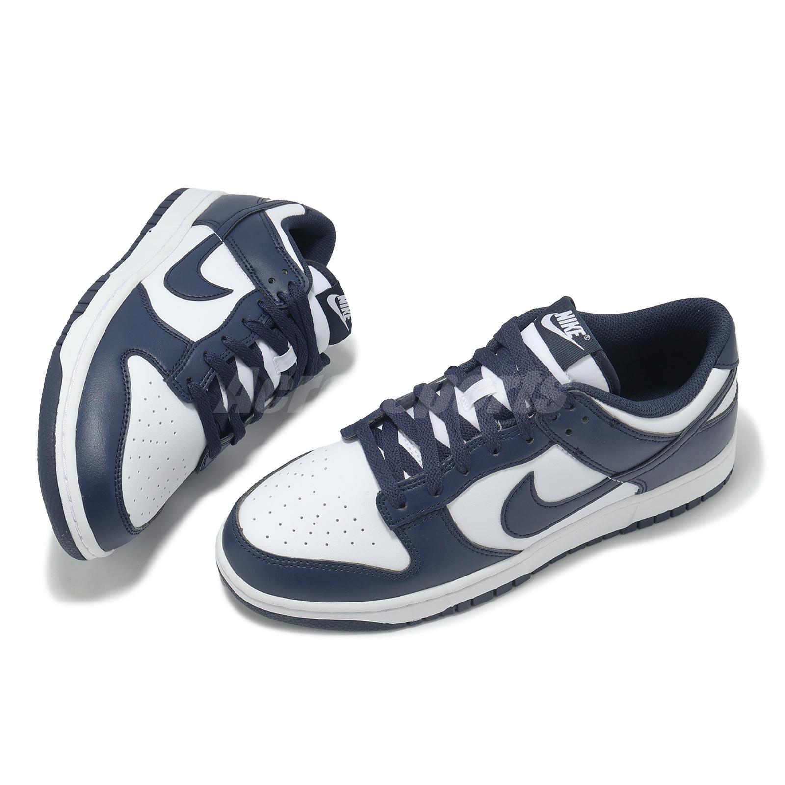 Nike Dunk Low White Midnight Navy Men Casual Lifestyle Shoes Sneakers HF5441-107