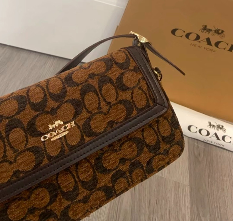 Coach Etta Small Flap Shoulder Bag in Signature Chenille Trüf CCV65 Outlet NEW